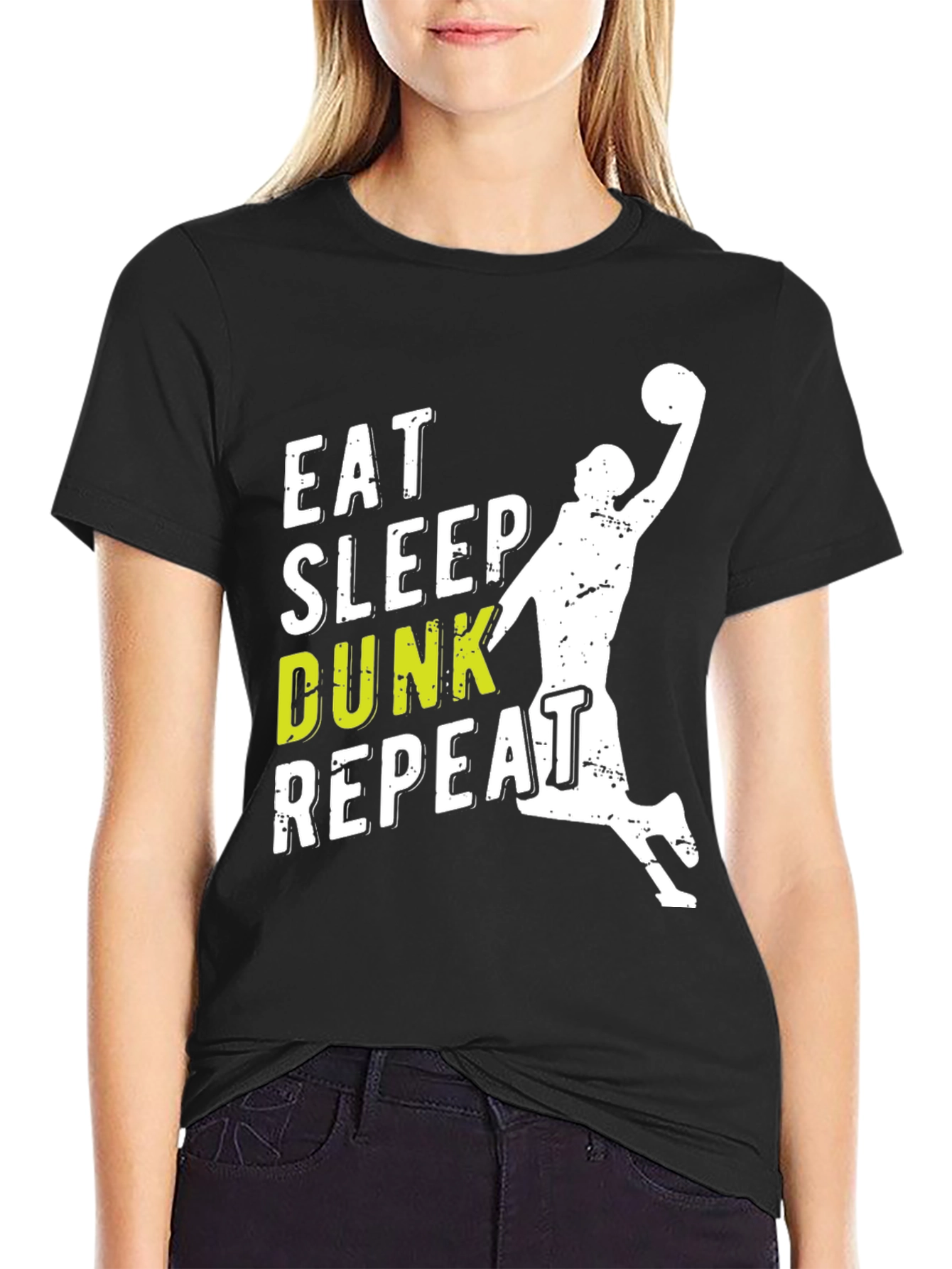 Eat Sleep Dunk Repeat Black Graphic Tee
