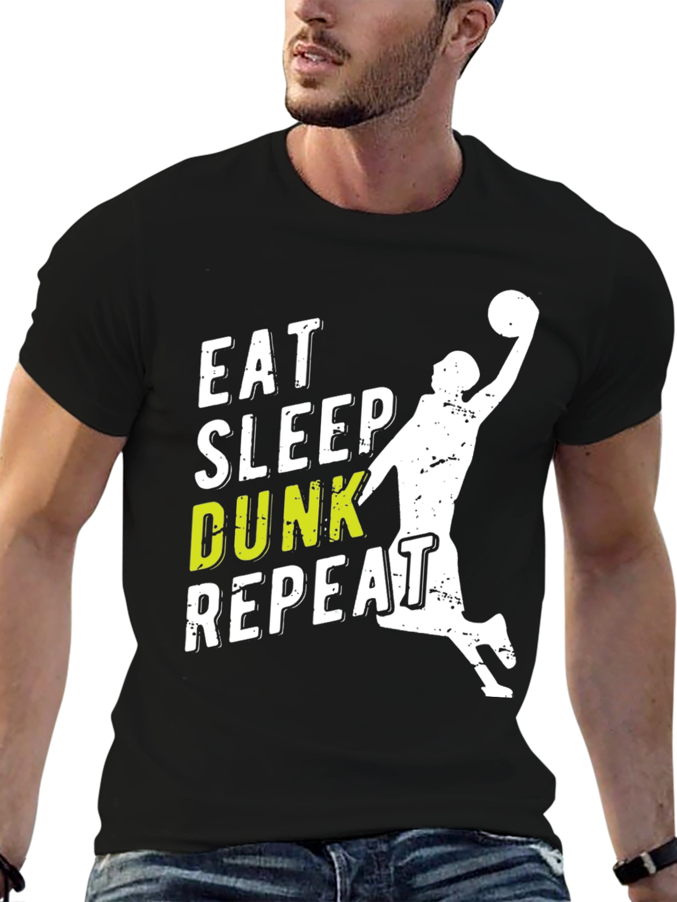 Eat Sleep Dunk Repeat Black Graphic Tee