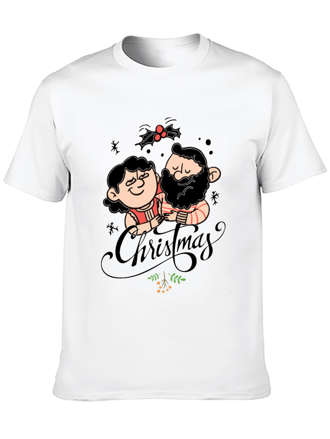 Festive Christmas Couple Graphic Tee - Black