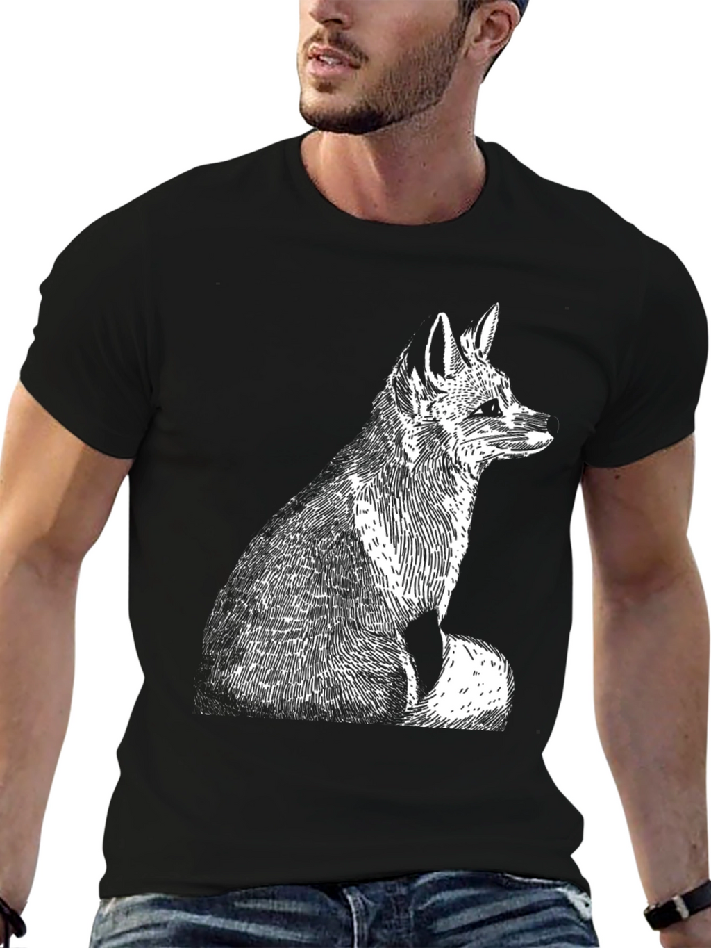 Fox Graphic Tee - Classic Black Cotton T-Shirt