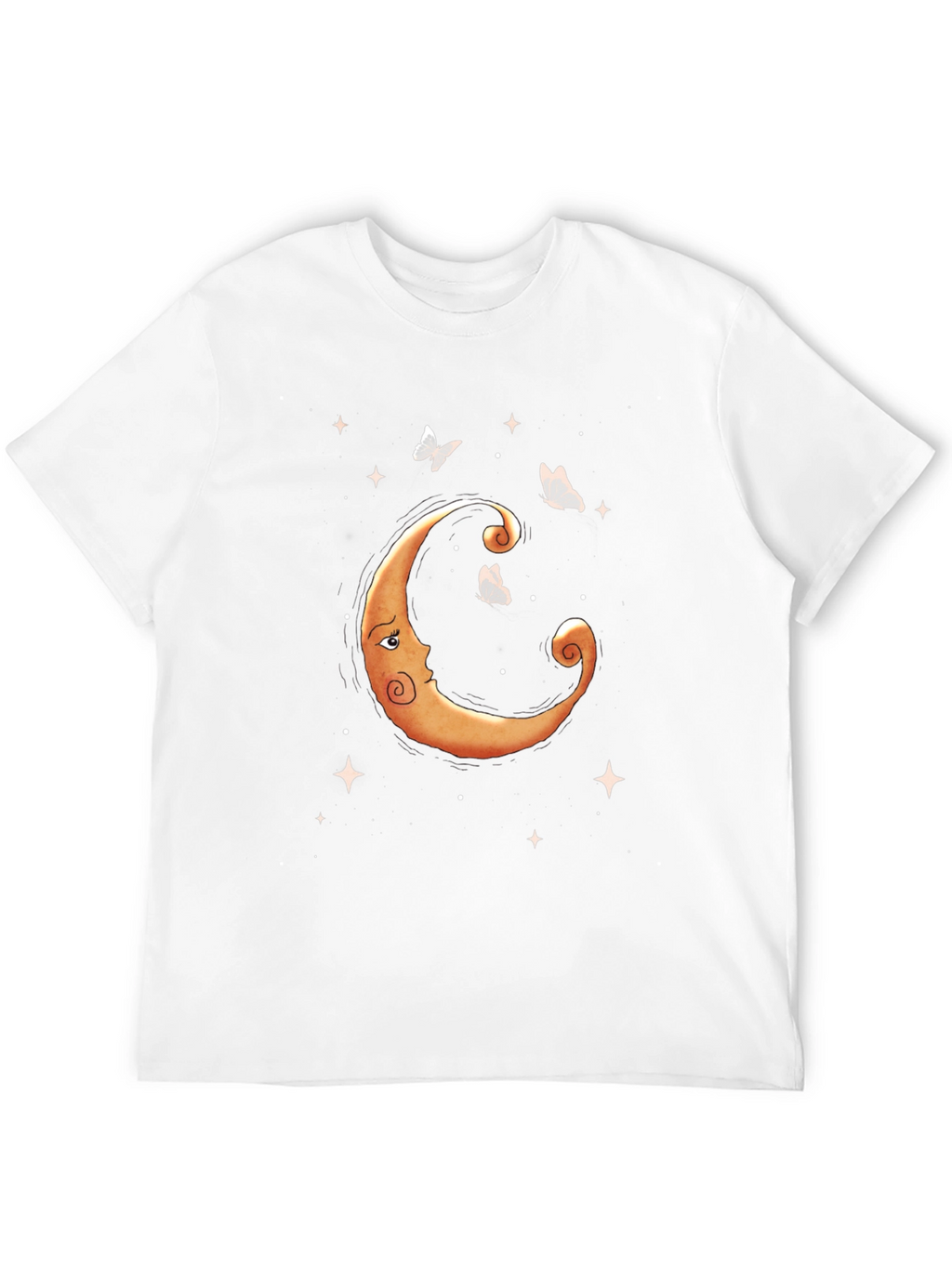 Celestial Moon & Butterfly Graphic Tee - Black