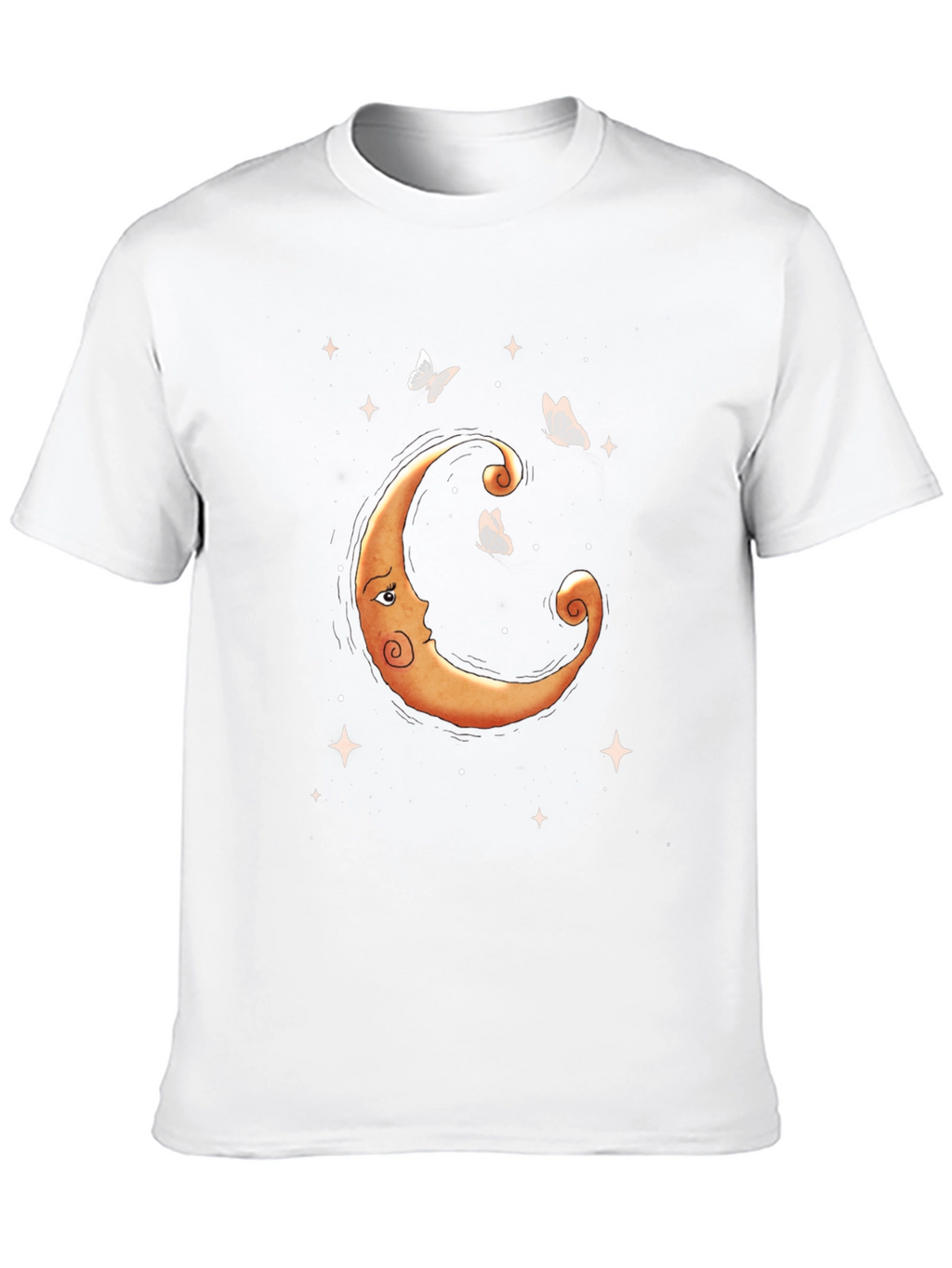 Celestial Moon & Butterfly Graphic Tee - Black