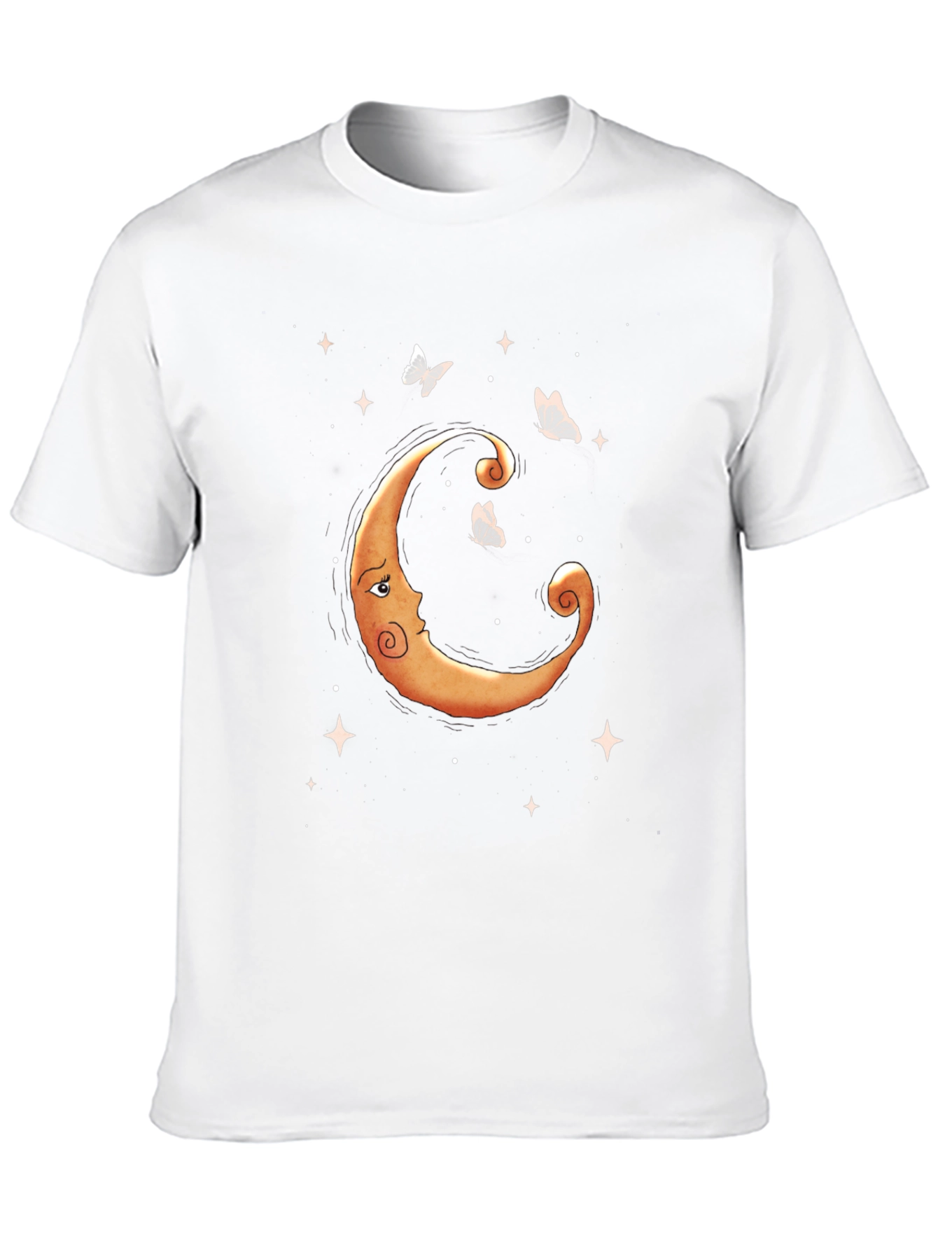 Celestial Moon & Butterfly Graphic Tee - Black
