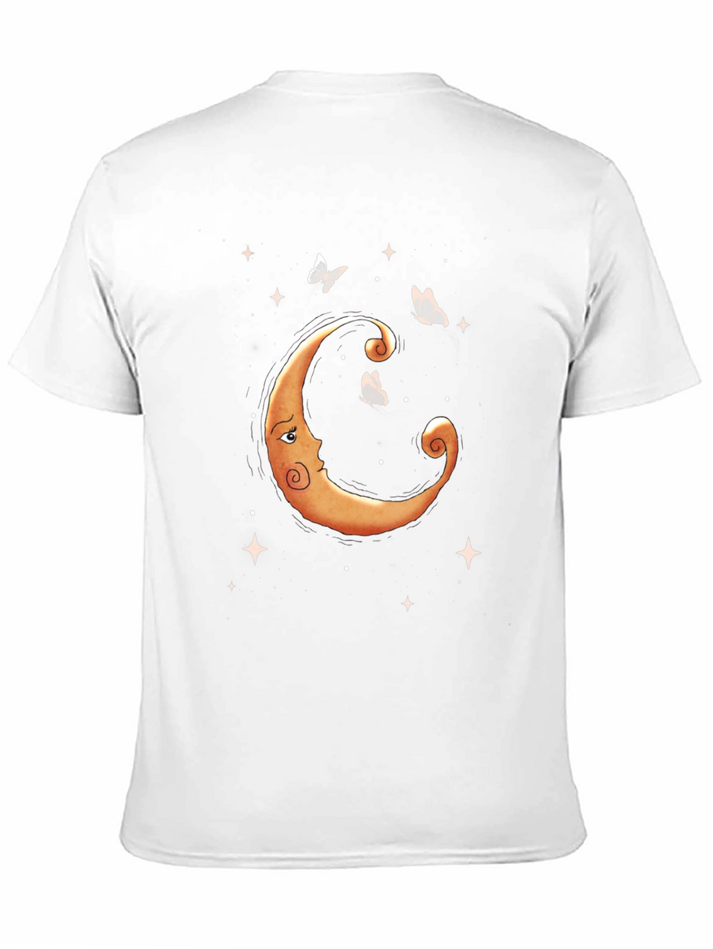 Celestial Moon & Butterfly Graphic Tee - Black
