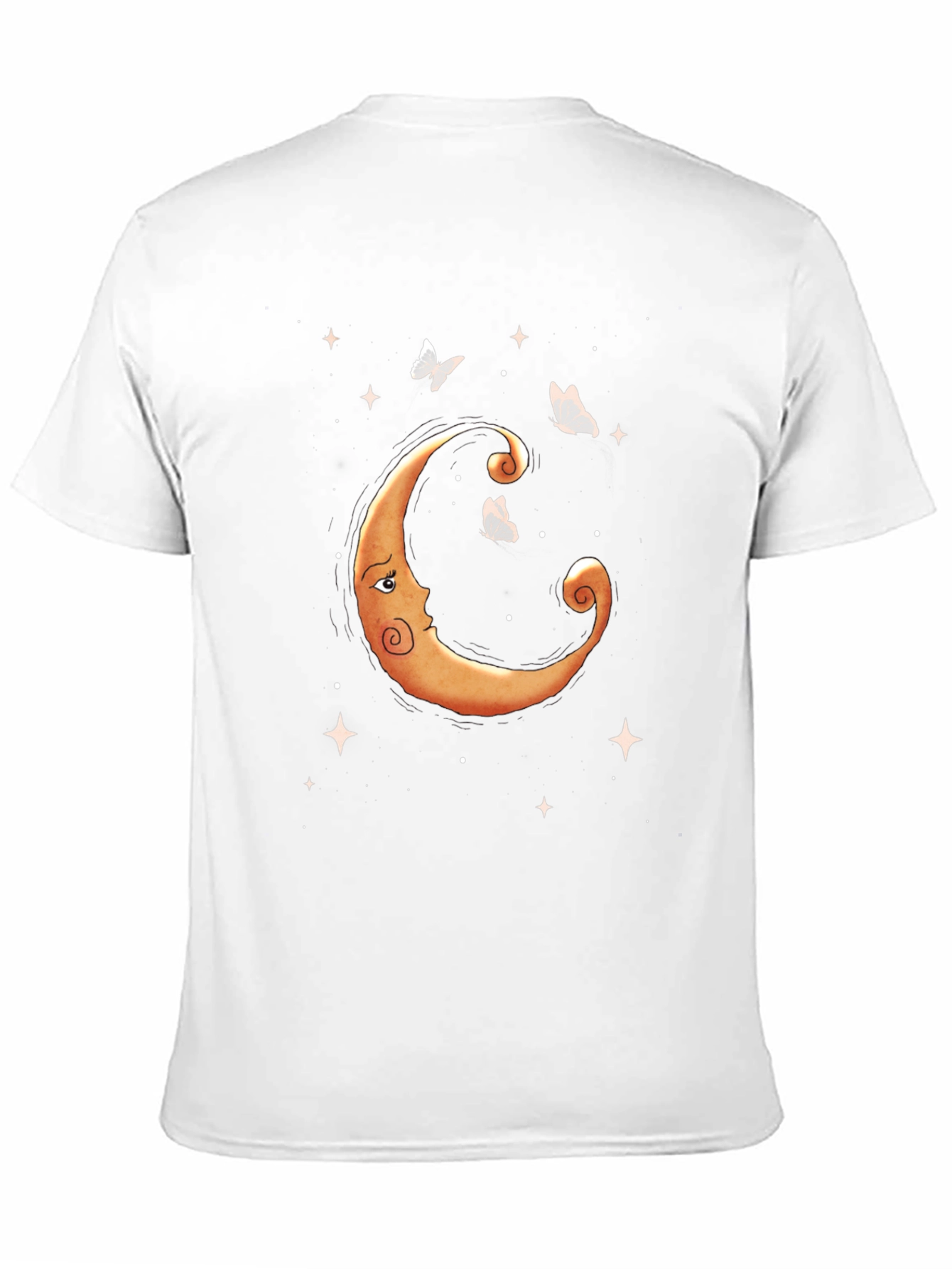 Celestial Moon & Butterfly Graphic Tee - Black