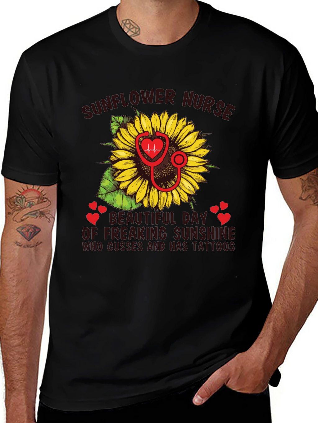 Sunflower Nurse T-Shirt - Tattooed Sunshine Gift