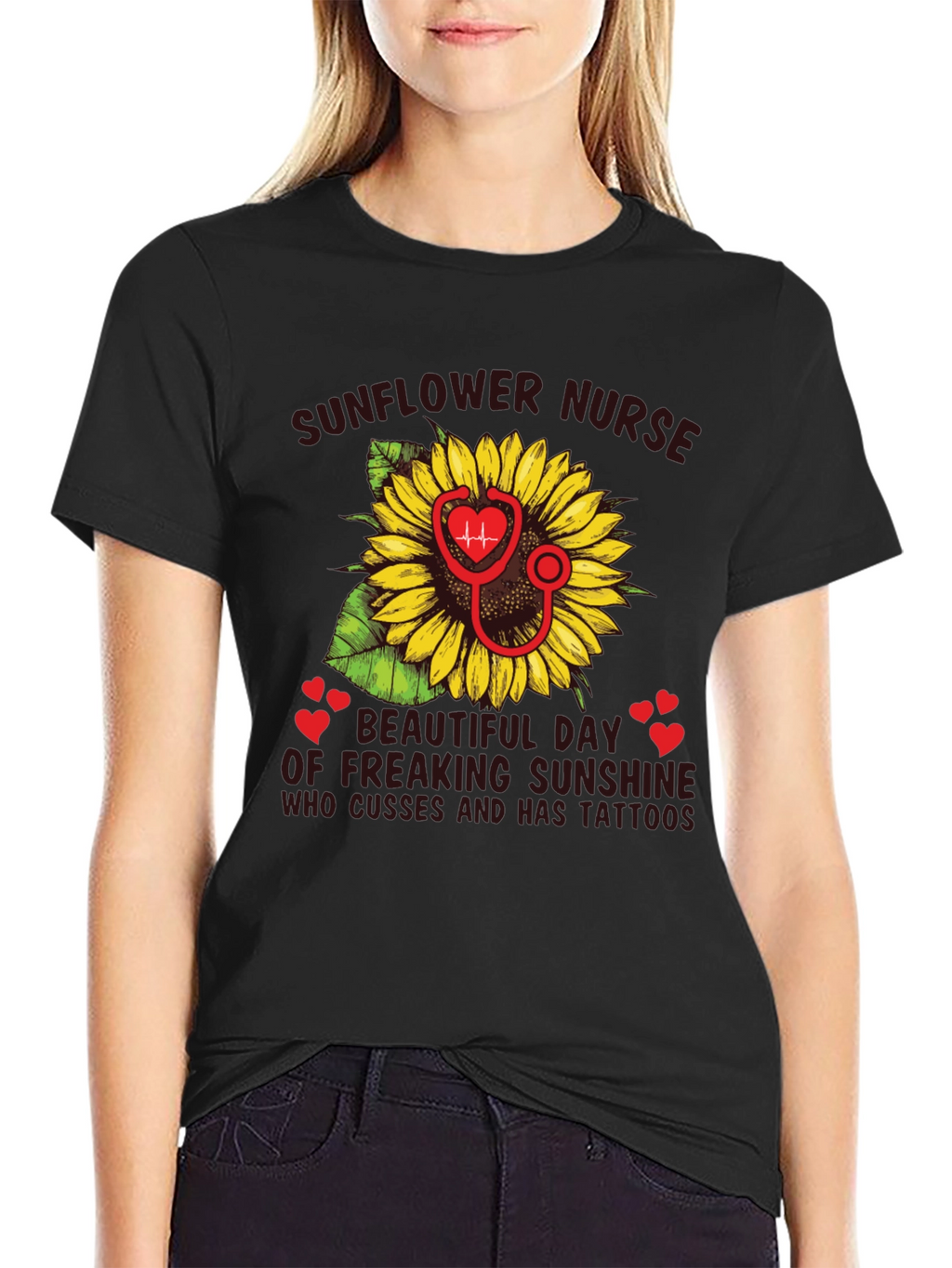 Sunflower Nurse T-Shirt - Tattooed Sunshine Gift