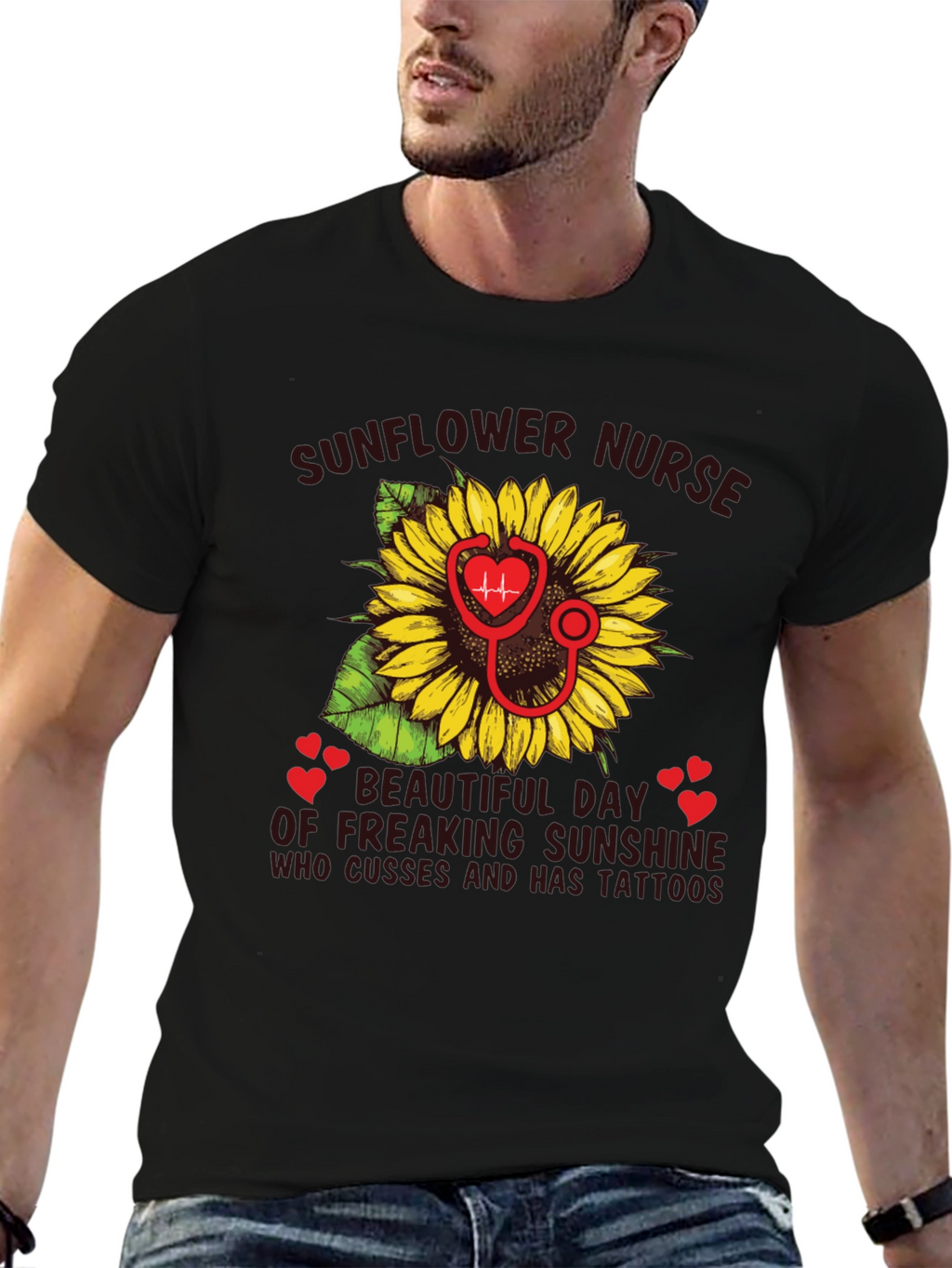 Sunflower Nurse T-Shirt - Tattooed Sunshine Gift