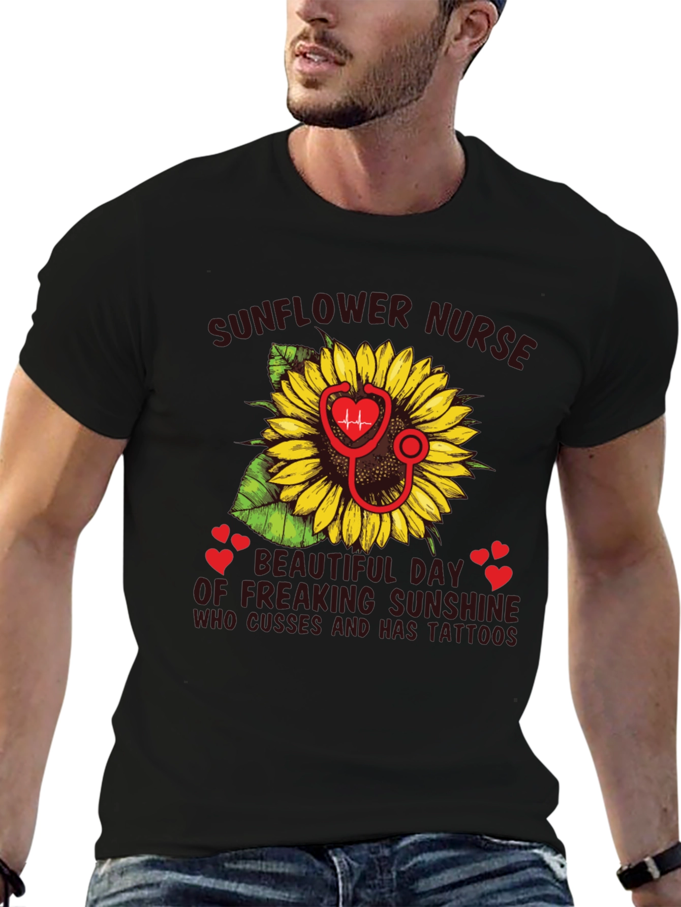 Sunflower Nurse T-Shirt - Tattooed Sunshine Gift