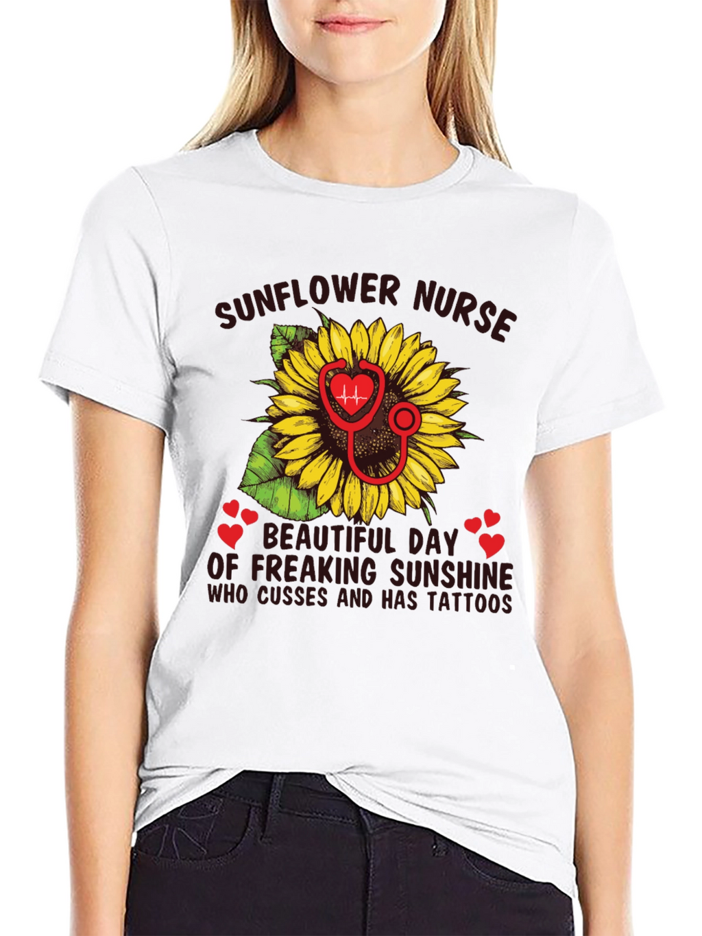 Sunflower Nurse T-Shirt - Tattooed Sunshine Gift