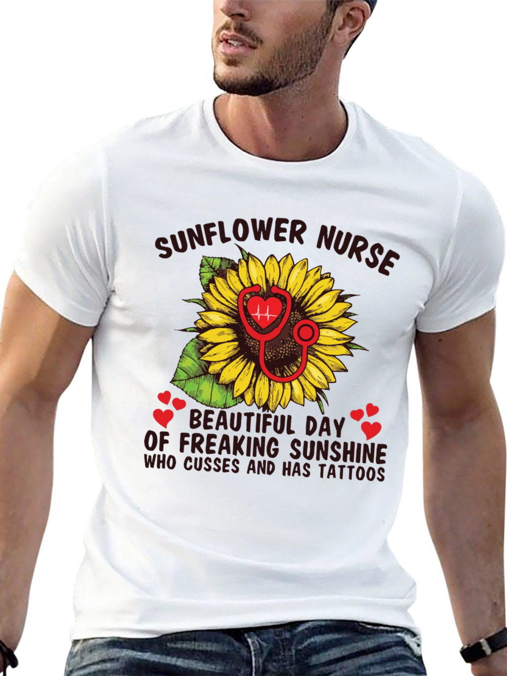 Sunflower Nurse T-Shirt - Tattooed Sunshine Gift