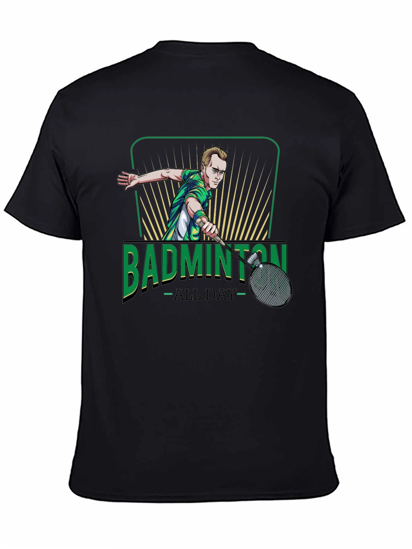 Badminton All Day Graphic Tee - Sporty Black T-Shirt