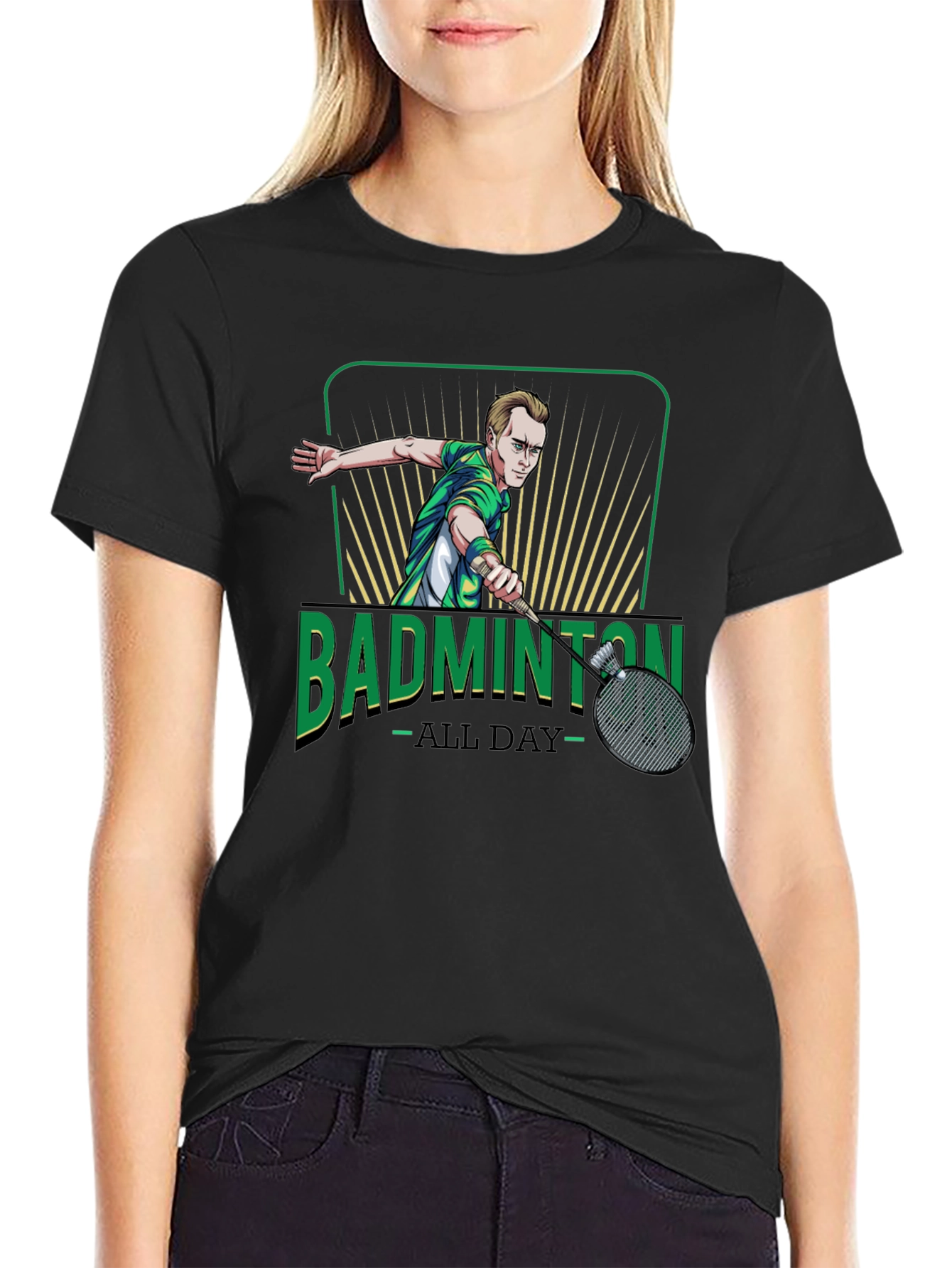 Badminton All Day Graphic Tee - Sporty Black T-Shirt