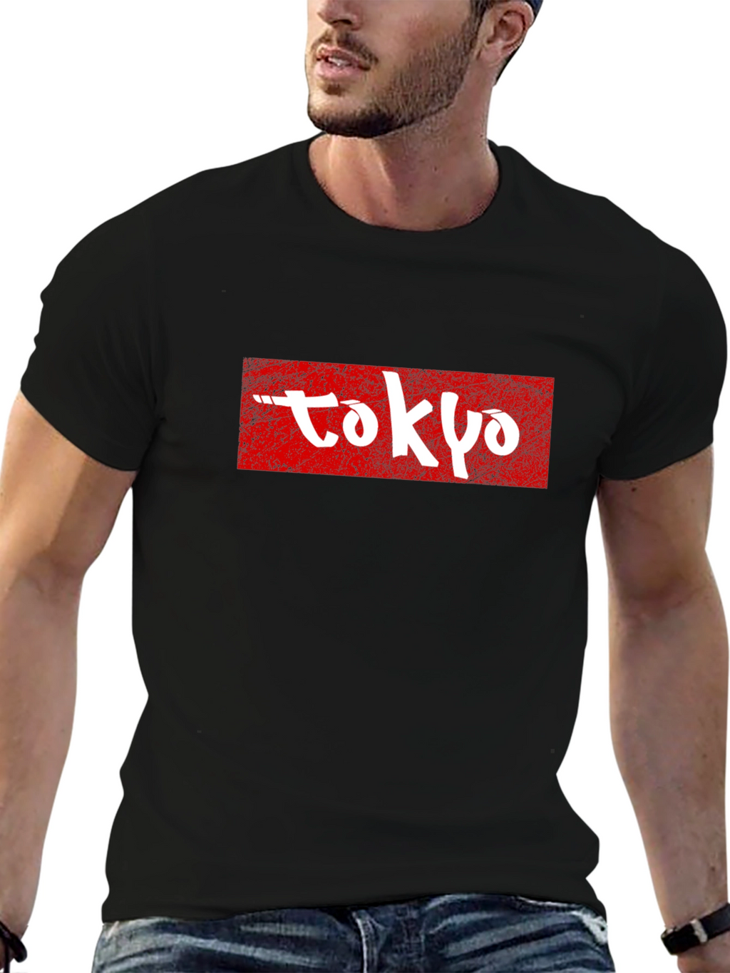 Tokyo Graphic Tee - Red and White on Black
