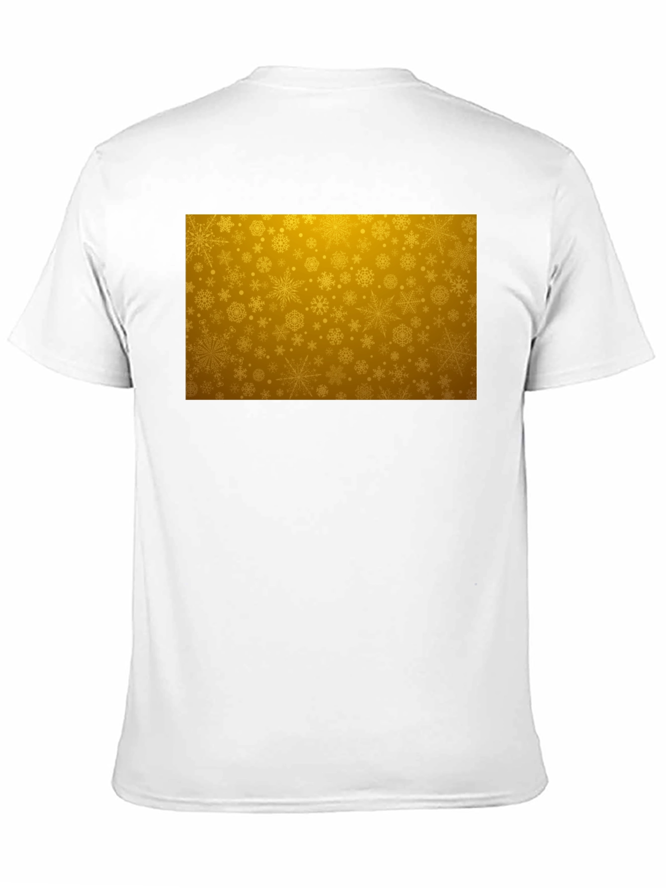 Golden Snowflake Pattern Black T-Shirt