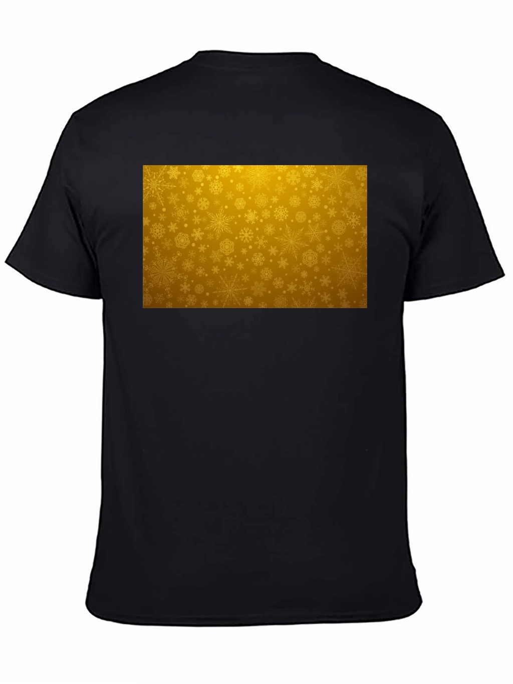 Golden Snowflake Pattern Black T-Shirt