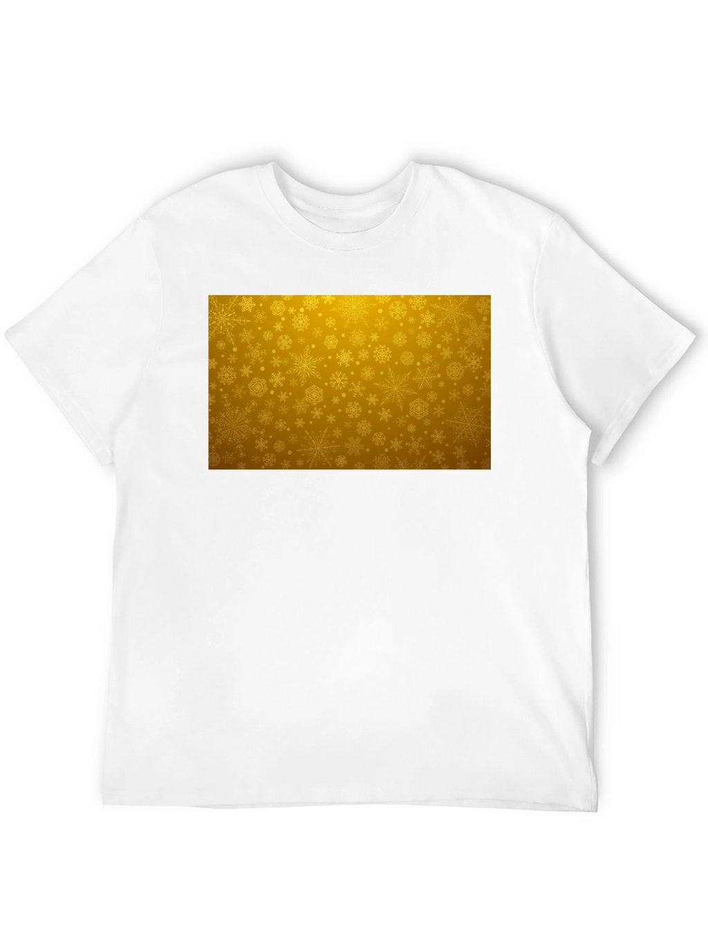 Golden Snowflake Pattern Black T-Shirt