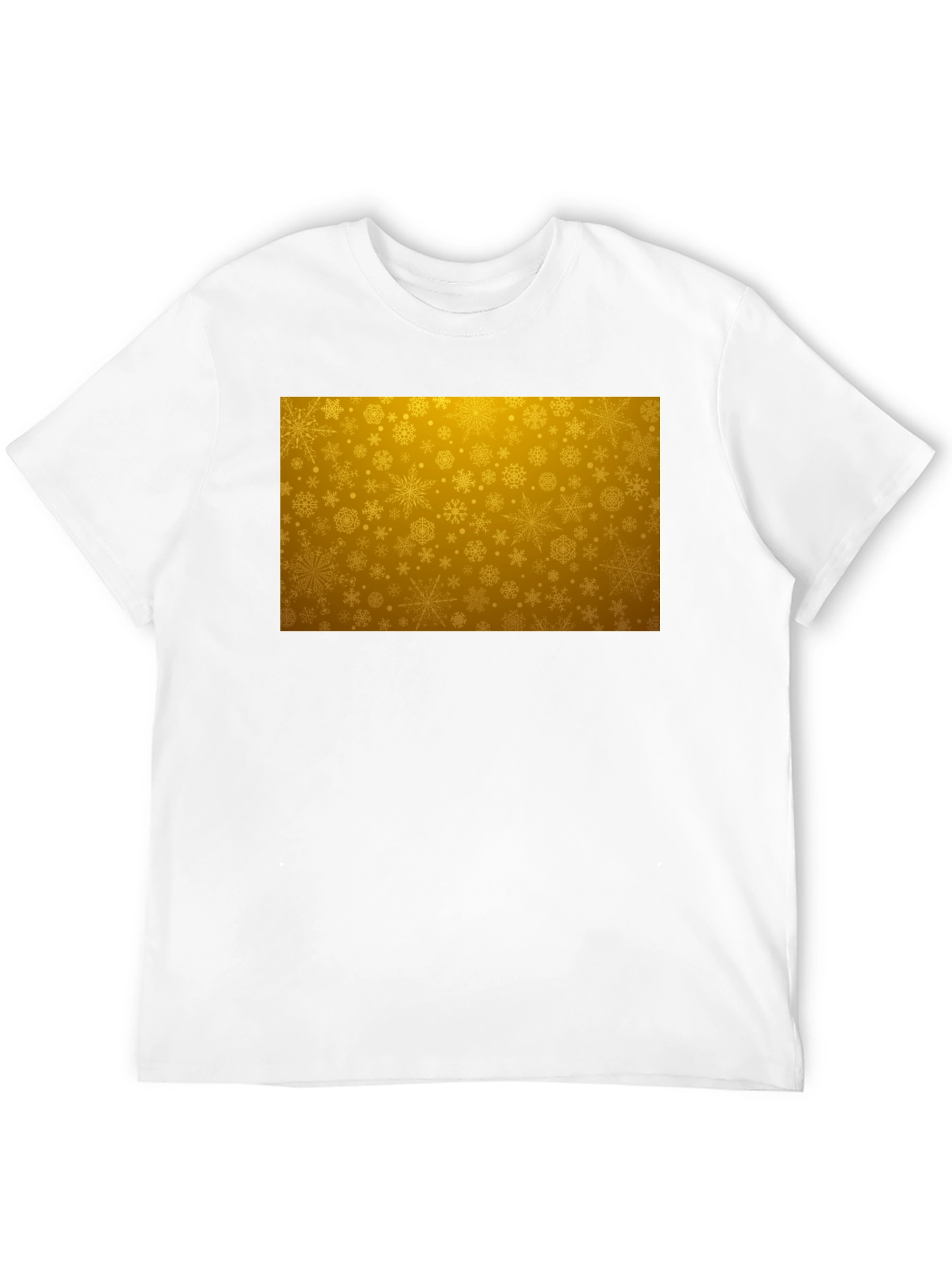 Golden Snowflake Pattern Black T-Shirt