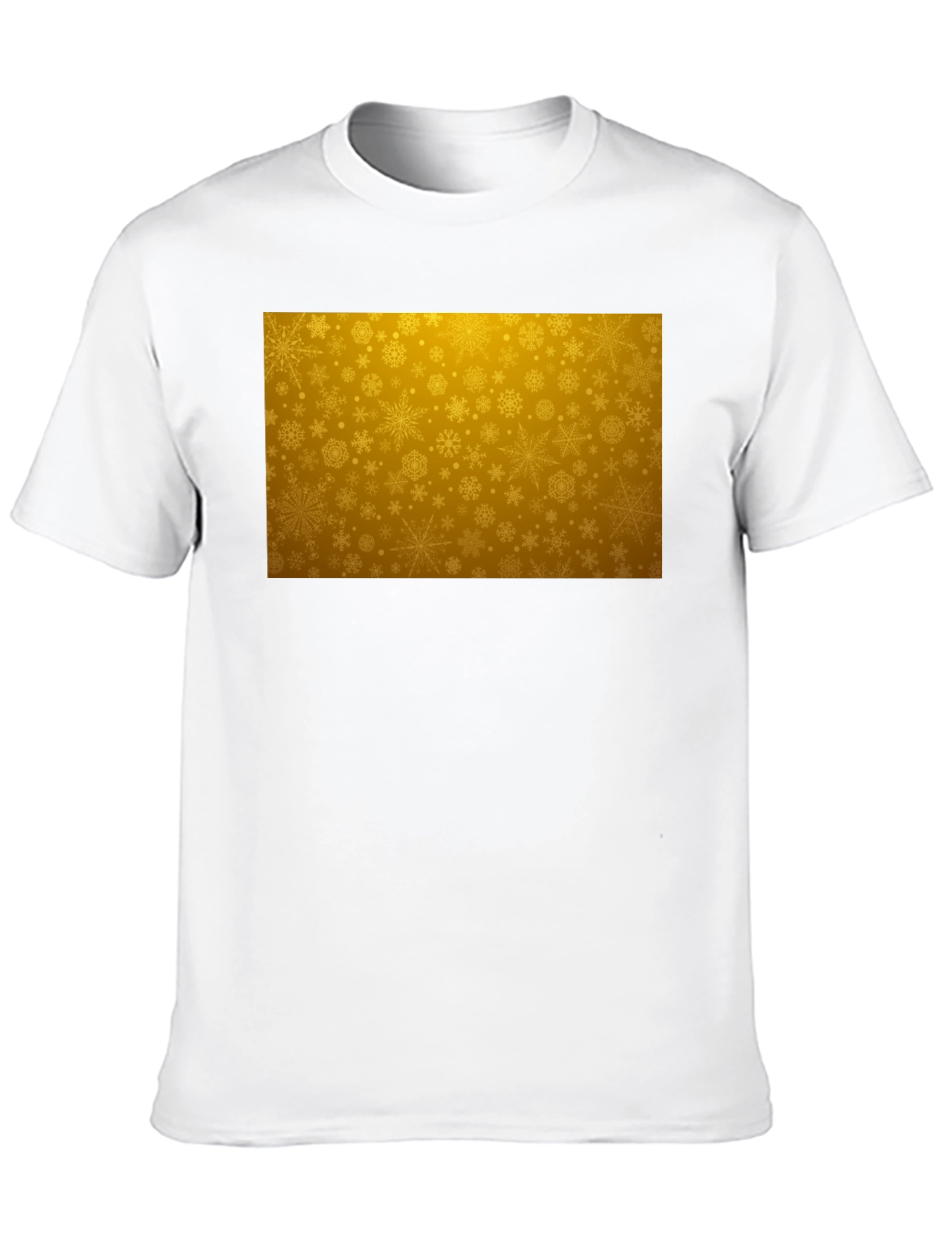Golden Snowflake Pattern Black T-Shirt