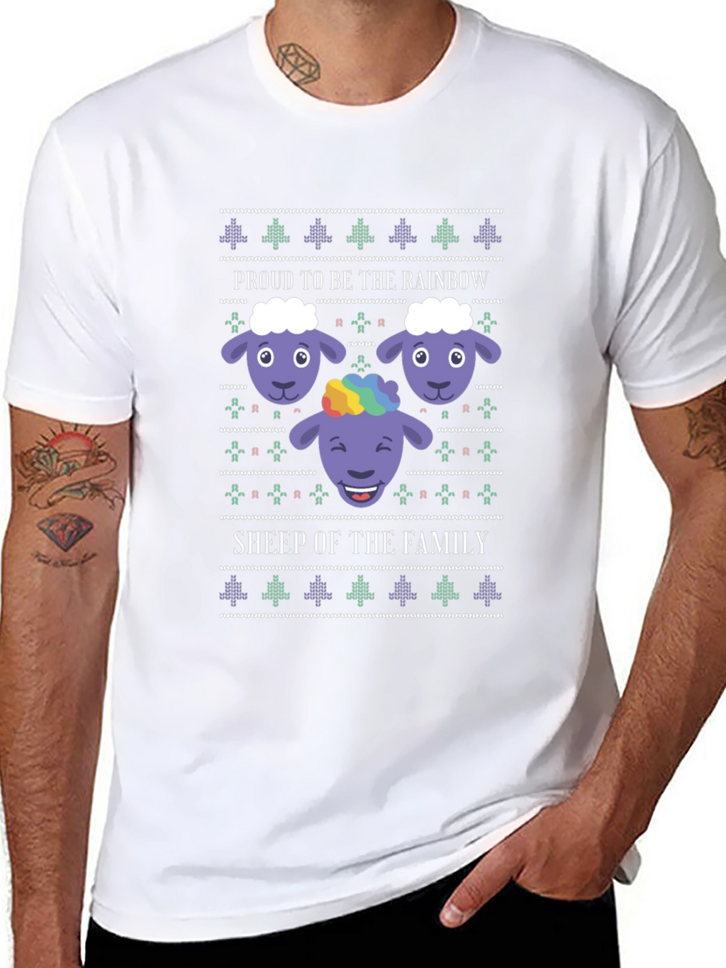 Rainbow Sheep Family Graphic T-Shirt - Pride Apparel