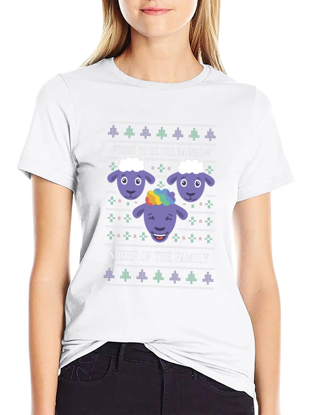 Rainbow Sheep Family Graphic T-Shirt - Pride Apparel