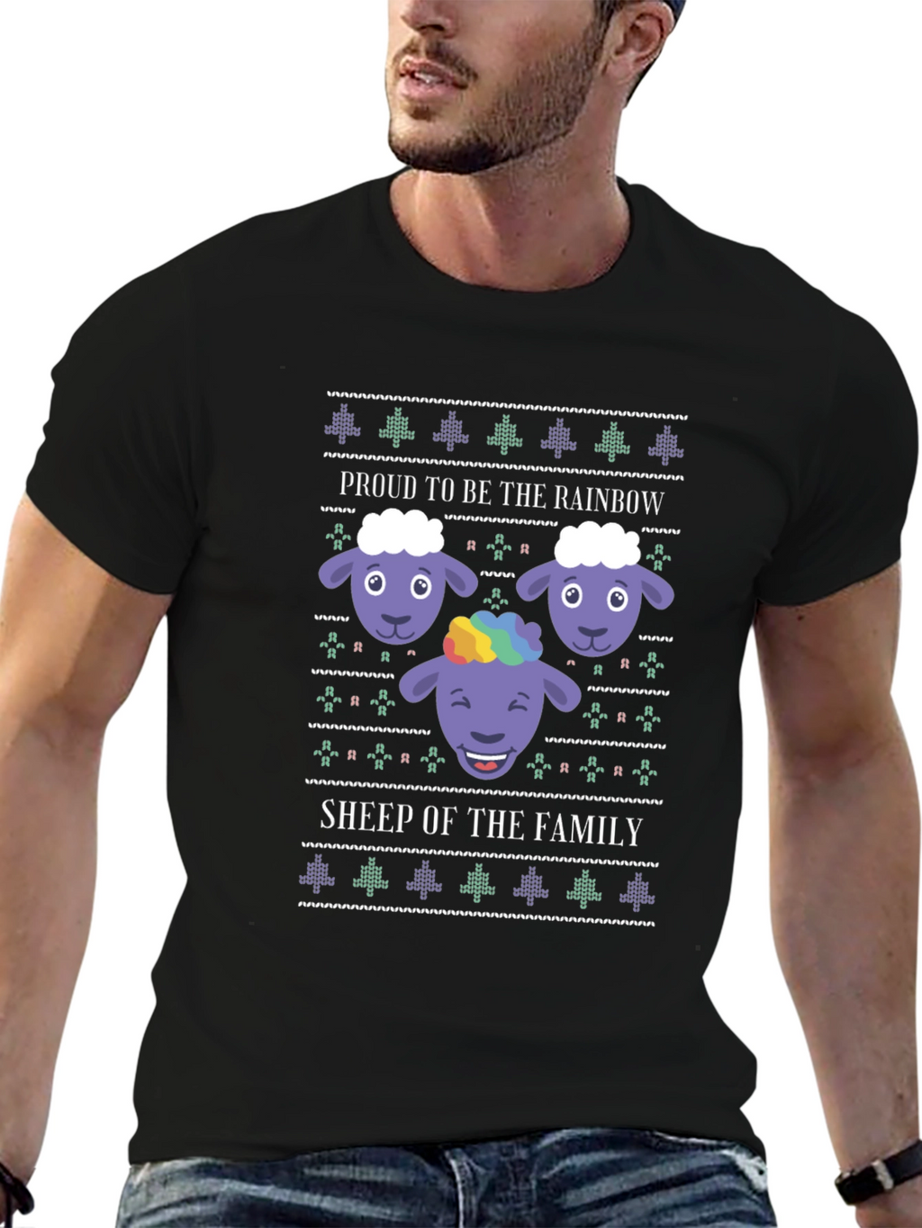 Rainbow Sheep Family Graphic T-Shirt - Pride Apparel