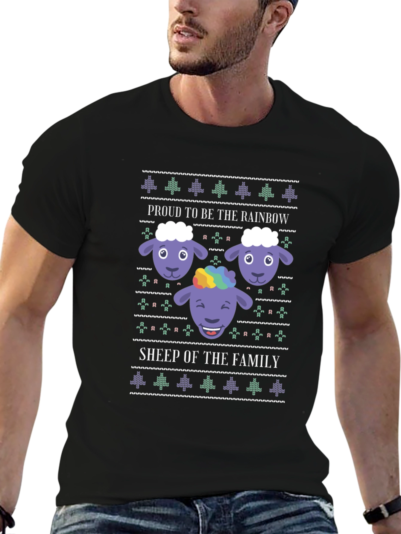 Rainbow Sheep Family Graphic T-Shirt - Pride Apparel