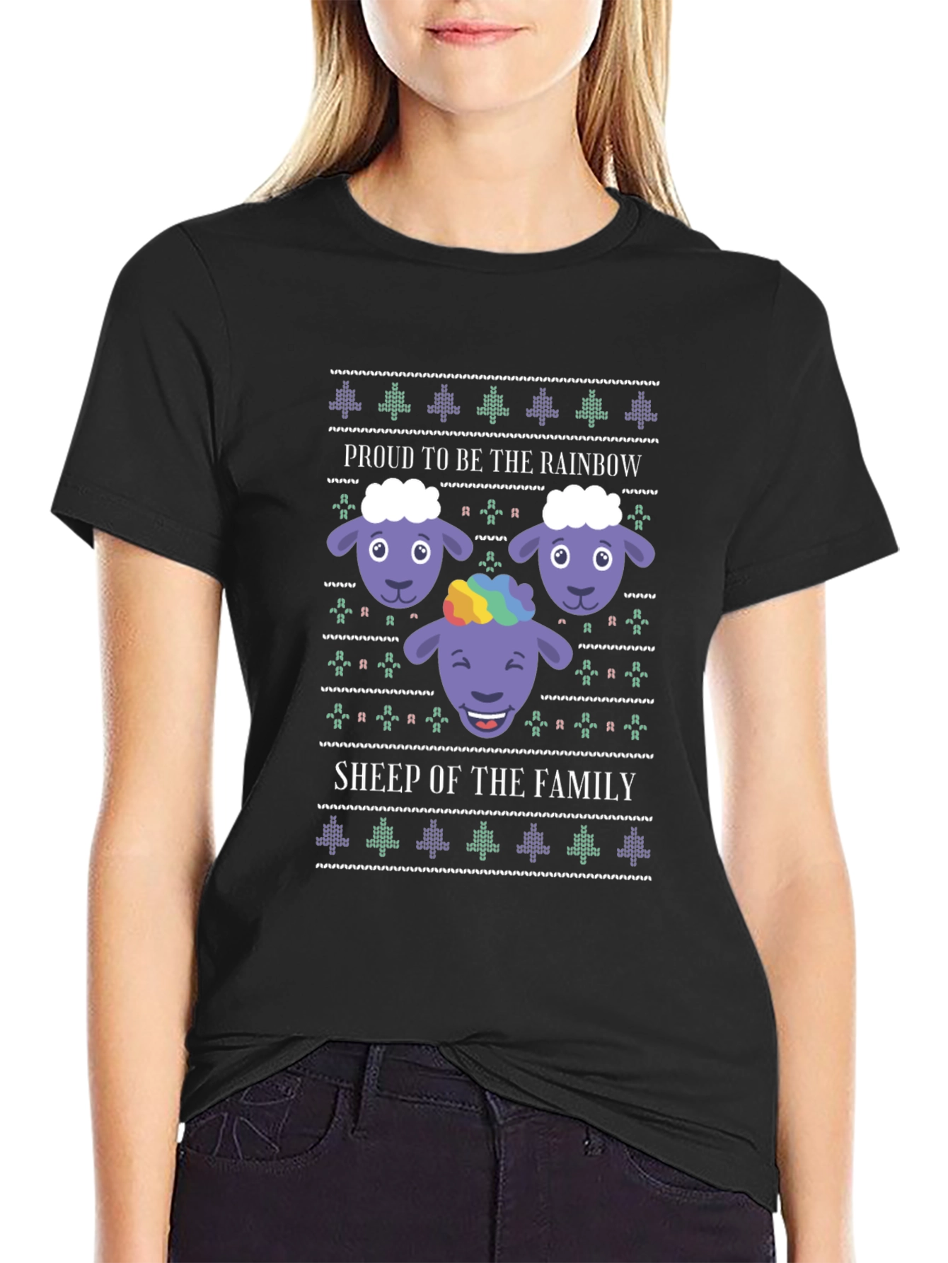 Rainbow Sheep Family Graphic T-Shirt - Pride Apparel