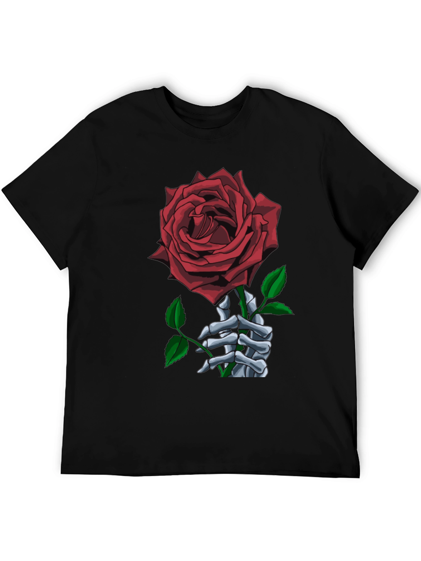 Rose Skeleton Hand Black Graphic Tee