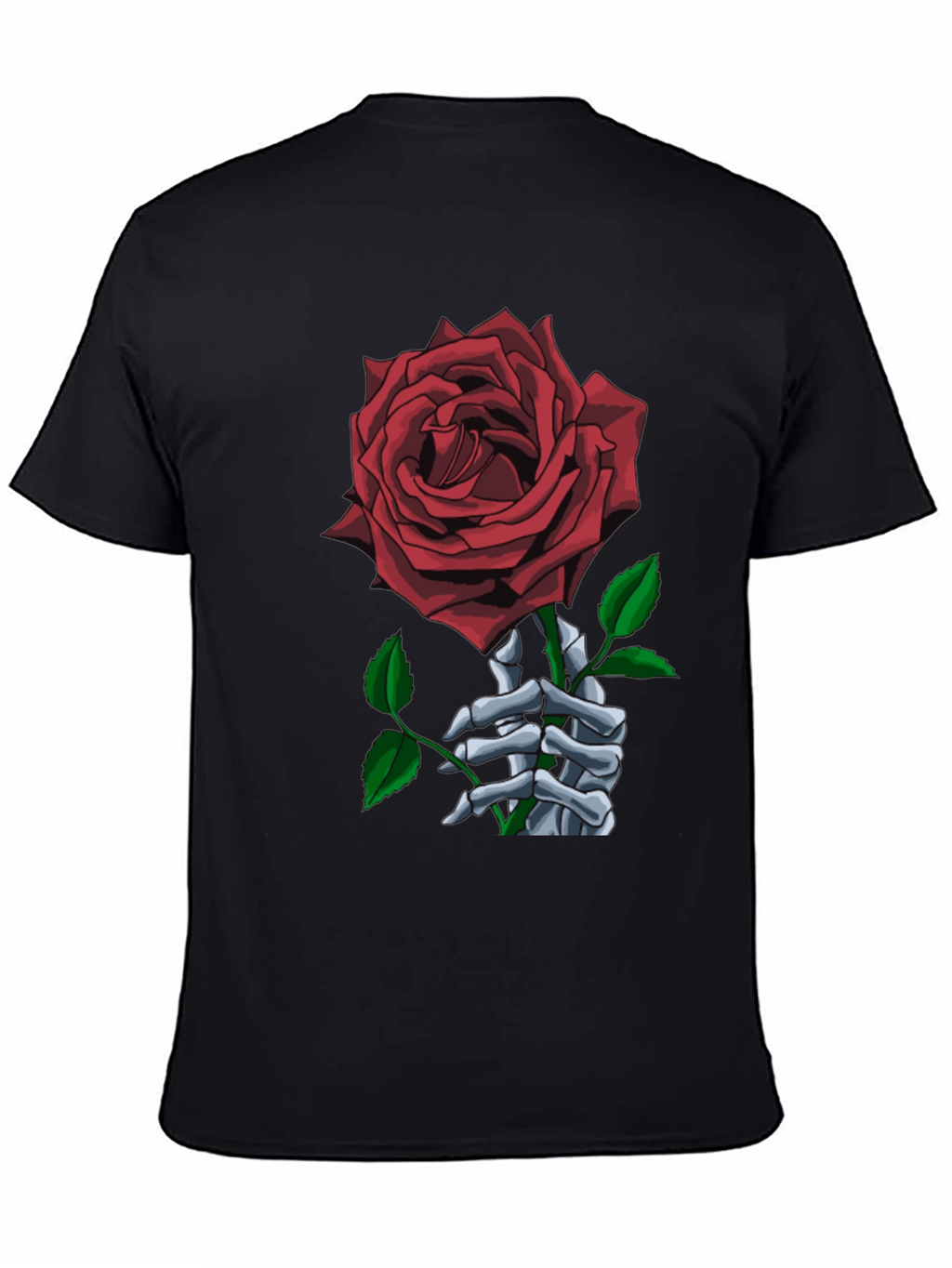 Rose Skeleton Hand Black Graphic Tee