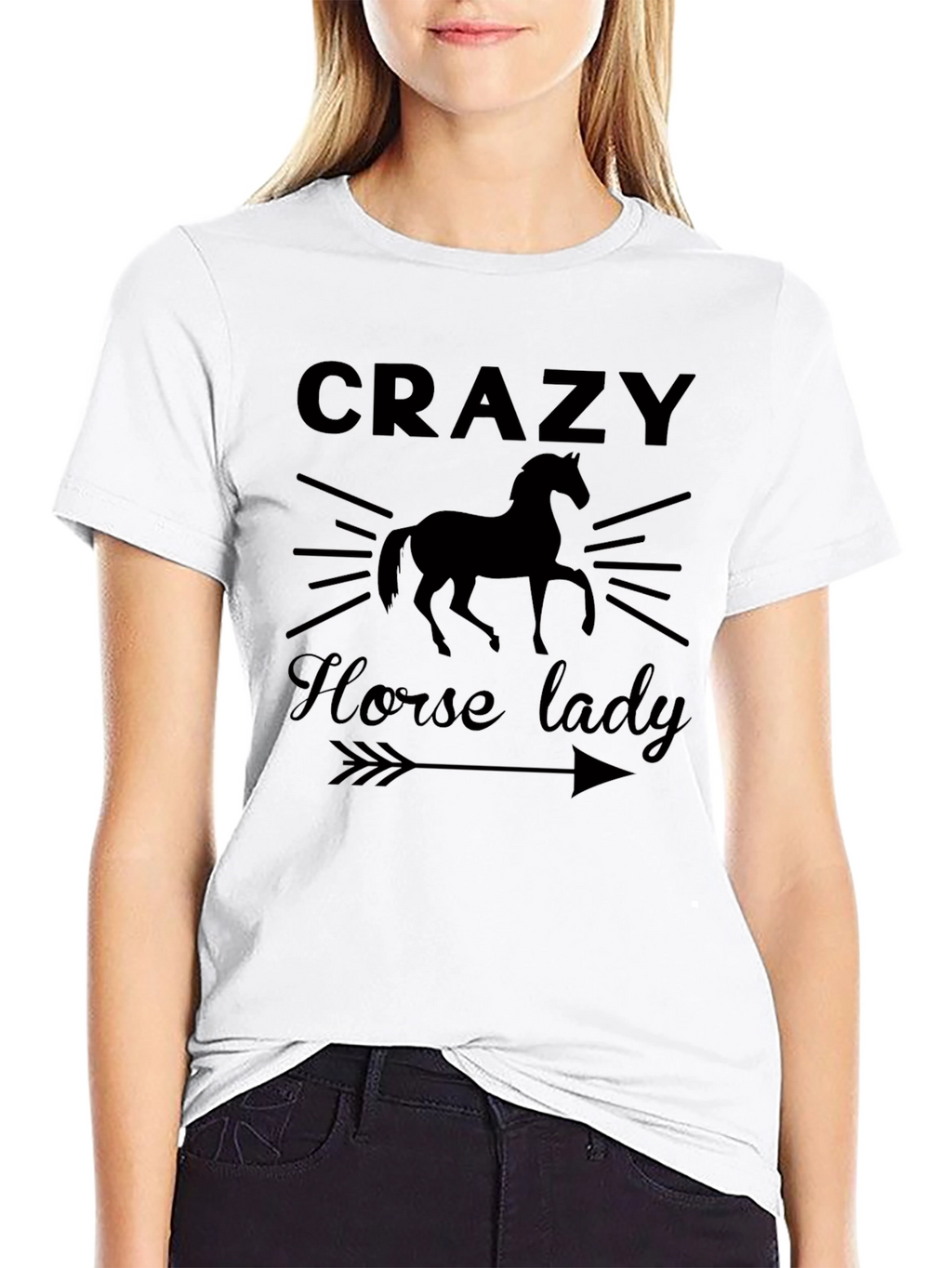 Crazy Horse Lady Black Graphic T-Shirt