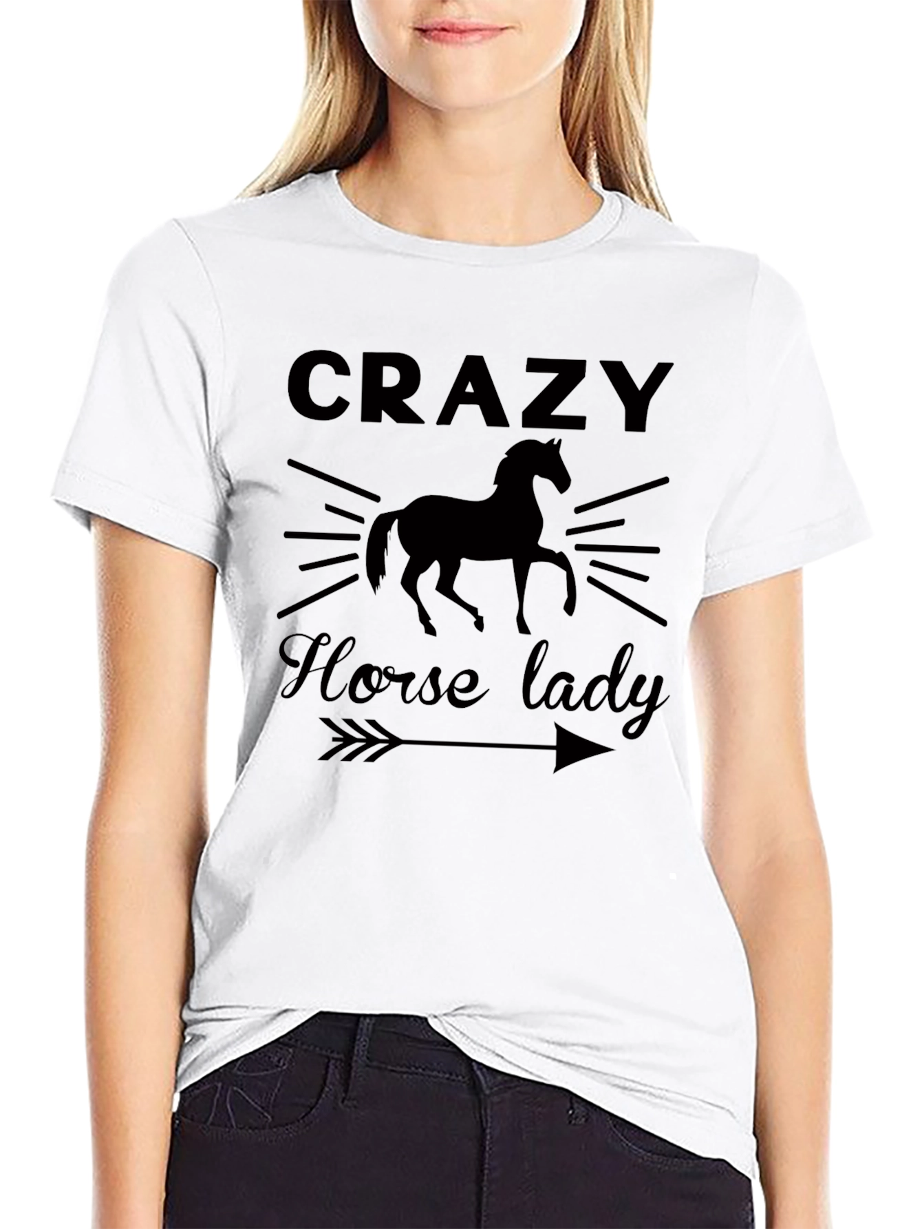 Crazy Horse Lady Black Graphic T-Shirt