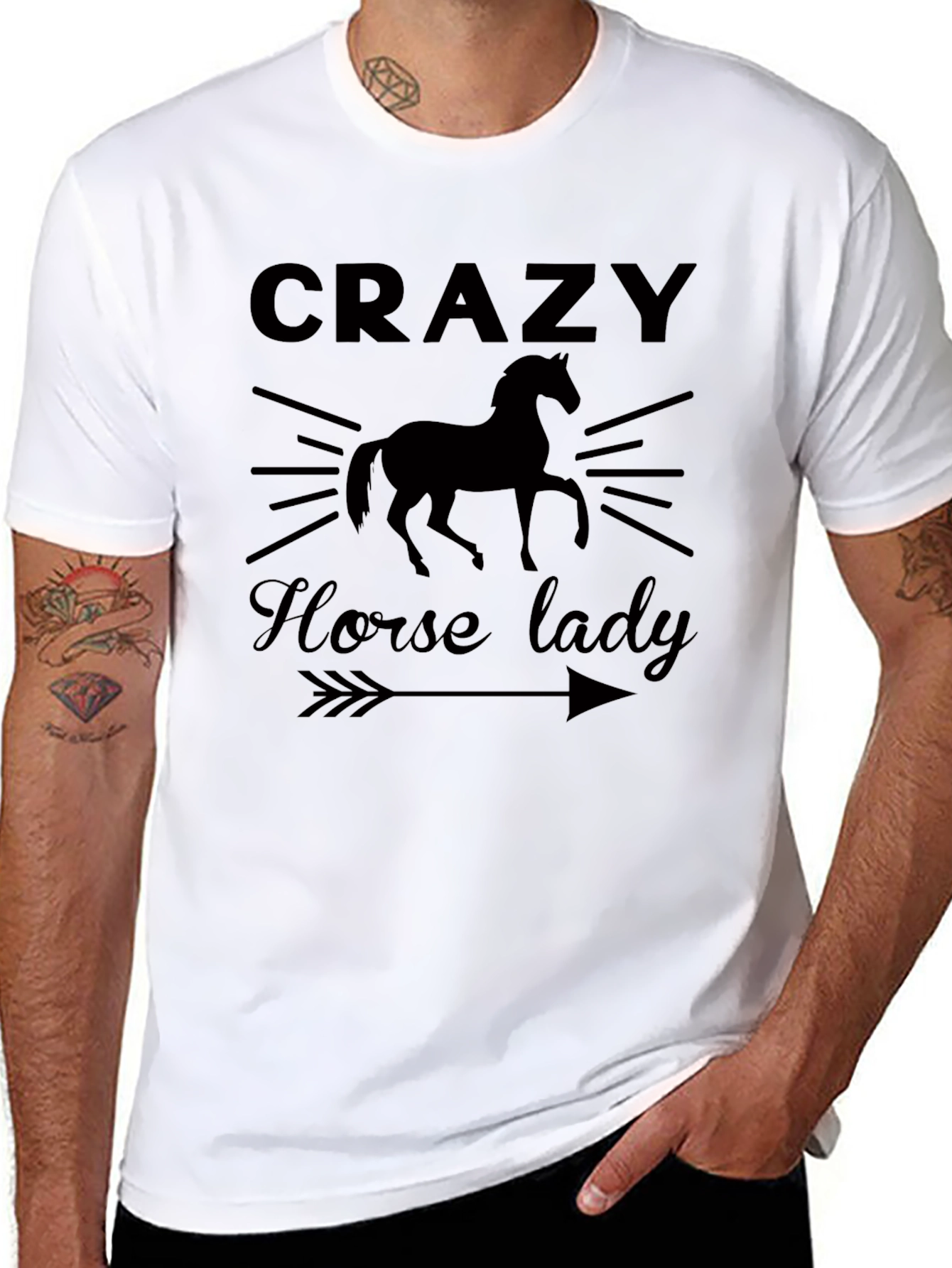 Crazy Horse Lady Black Graphic T-Shirt