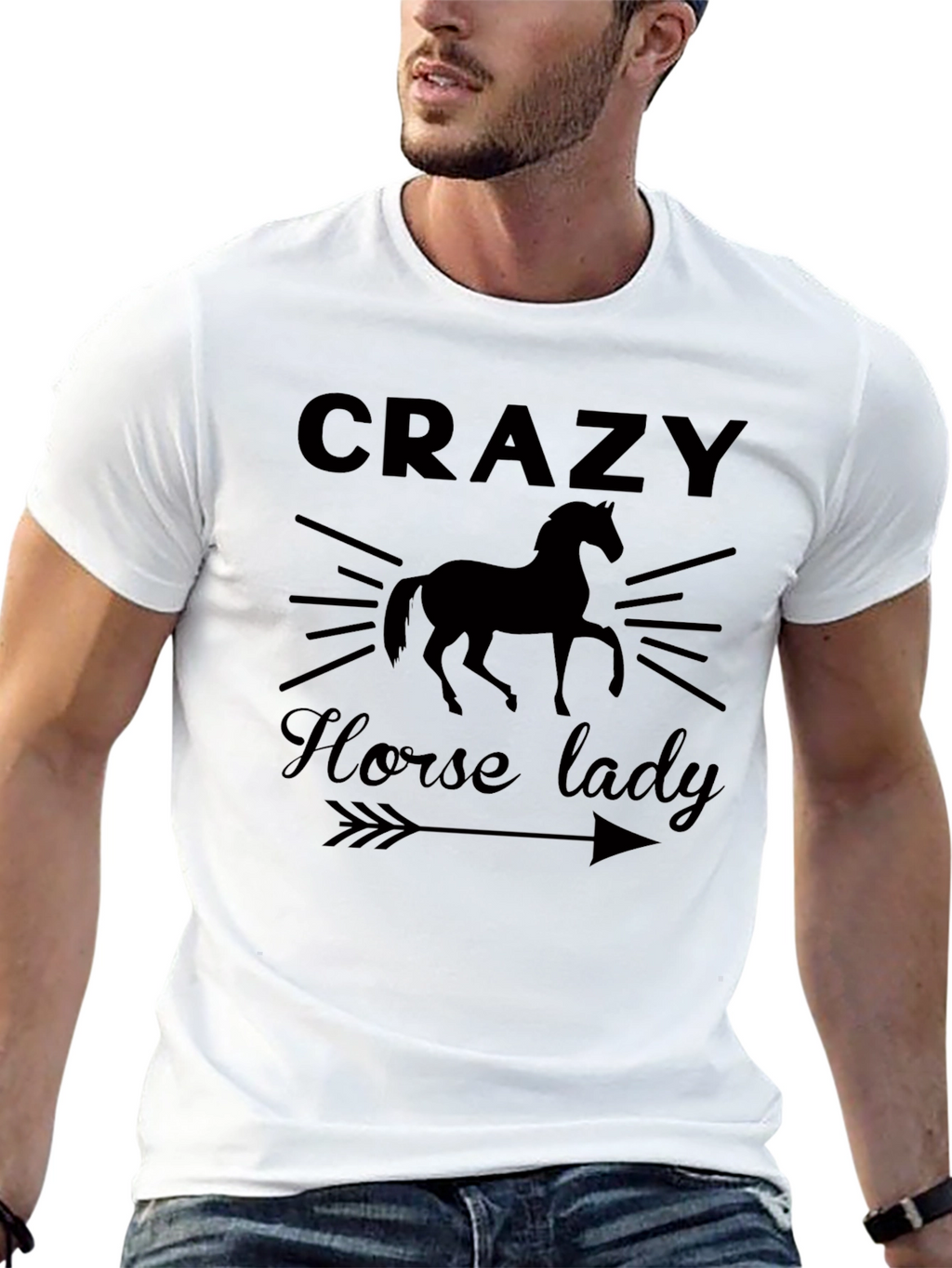 Crazy Horse Lady Black Graphic T-Shirt