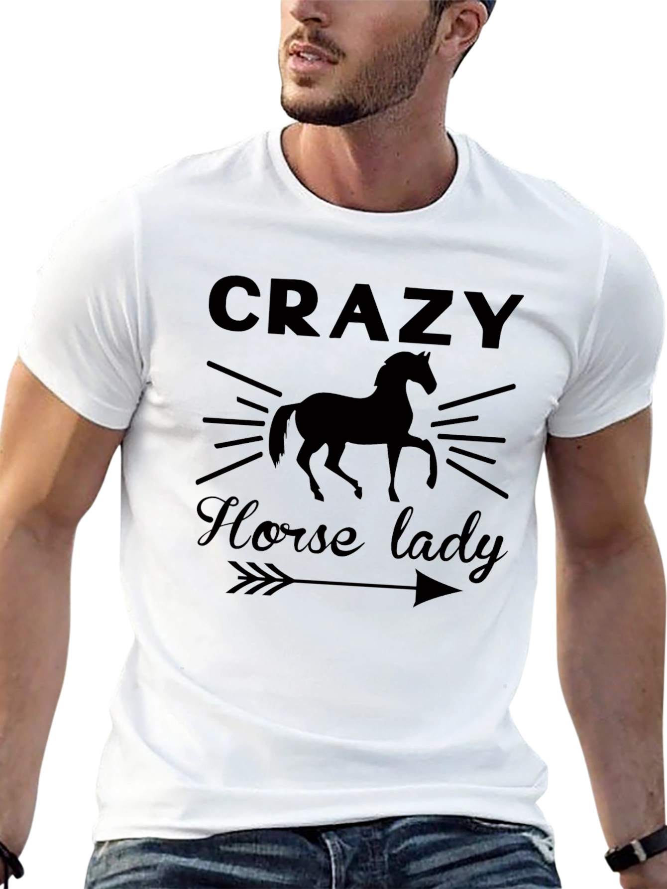 Crazy Horse Lady Black Graphic T-Shirt