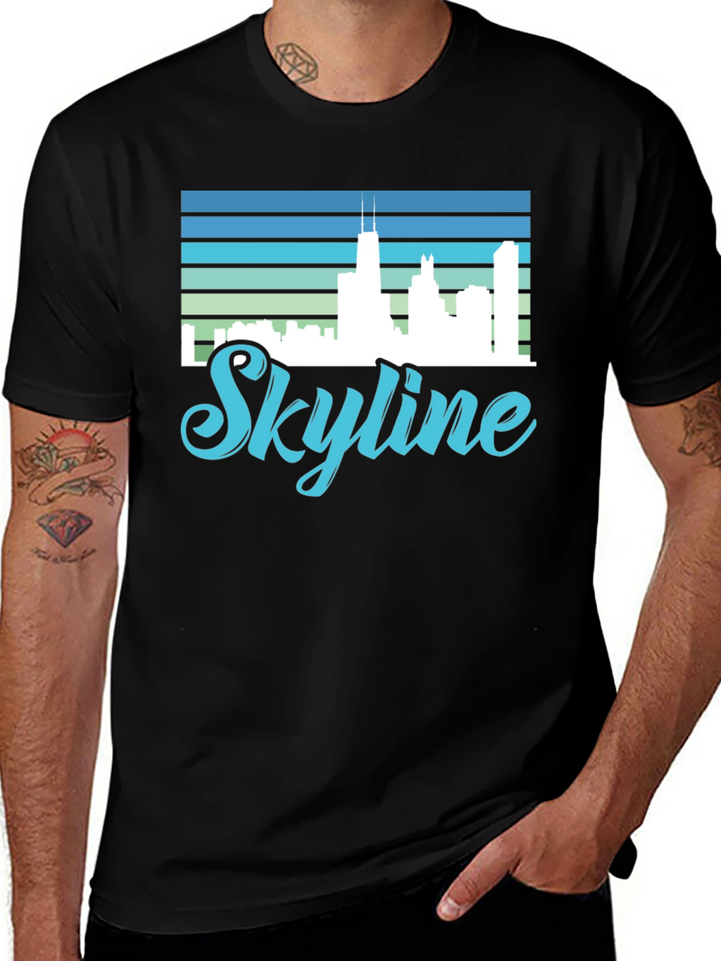Skyline Graphic Tee - Cityscape Retro Design