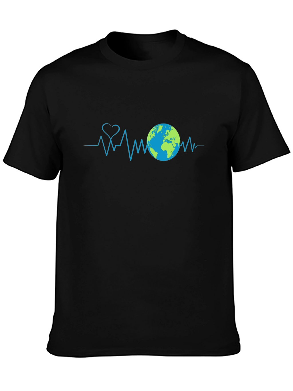 Earth Day Heartbeat T-Shirt - Black
