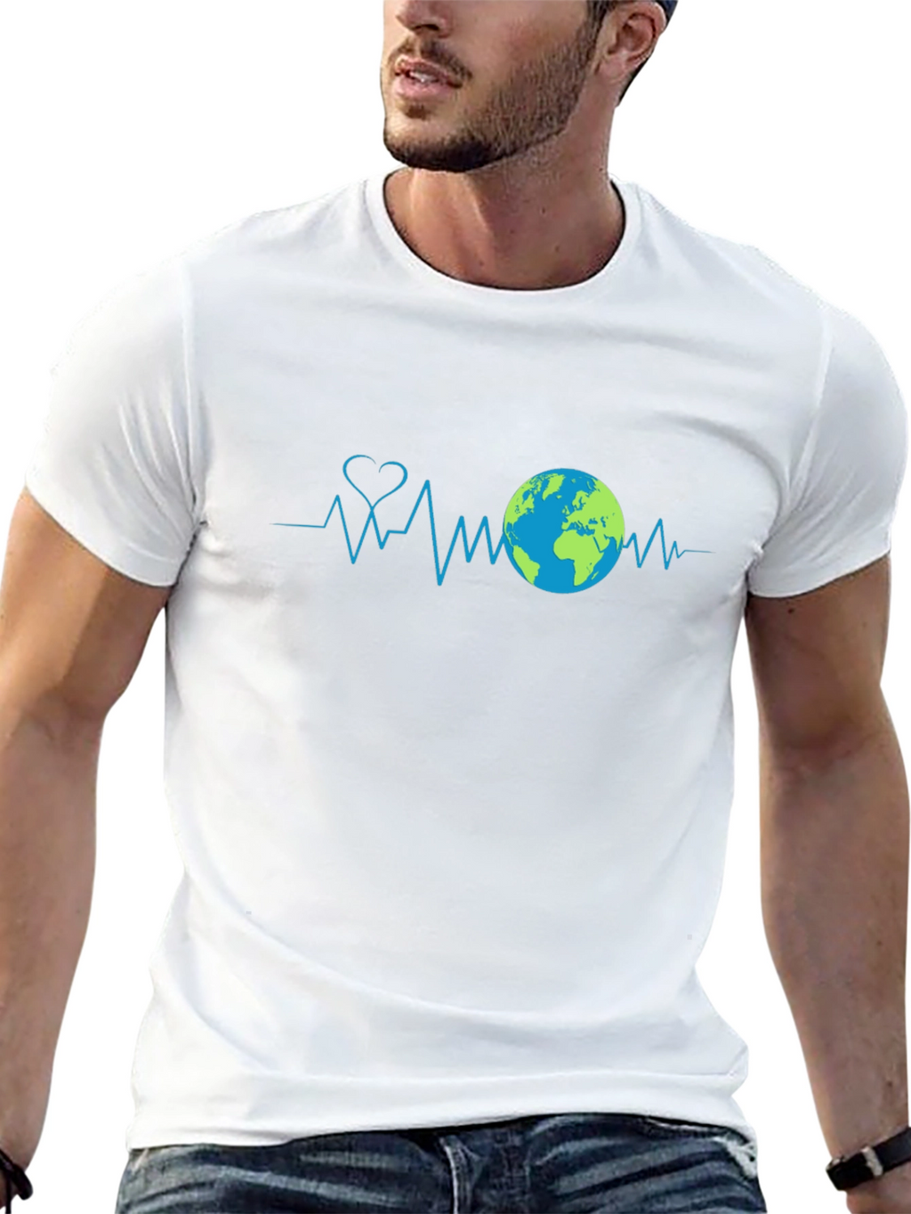 Earth Day Heartbeat T-Shirt - Black