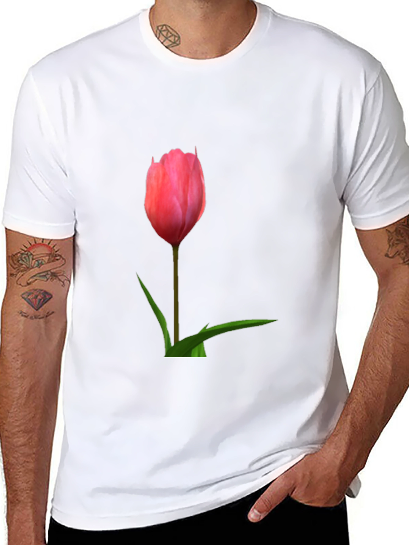 Pink Tulip Graphic Tee - Casual Comfort