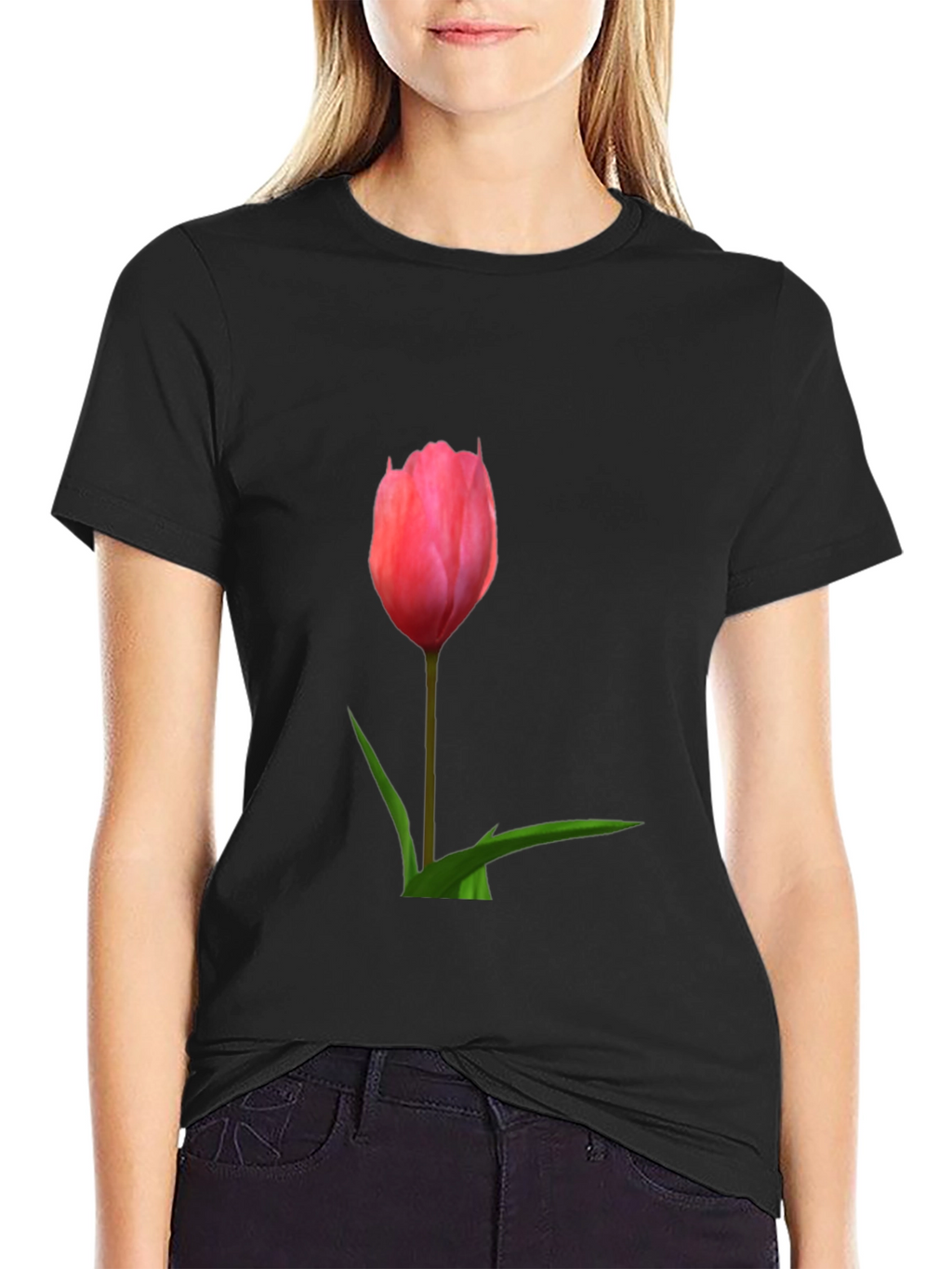 Pink Tulip Graphic Tee - Casual Comfort