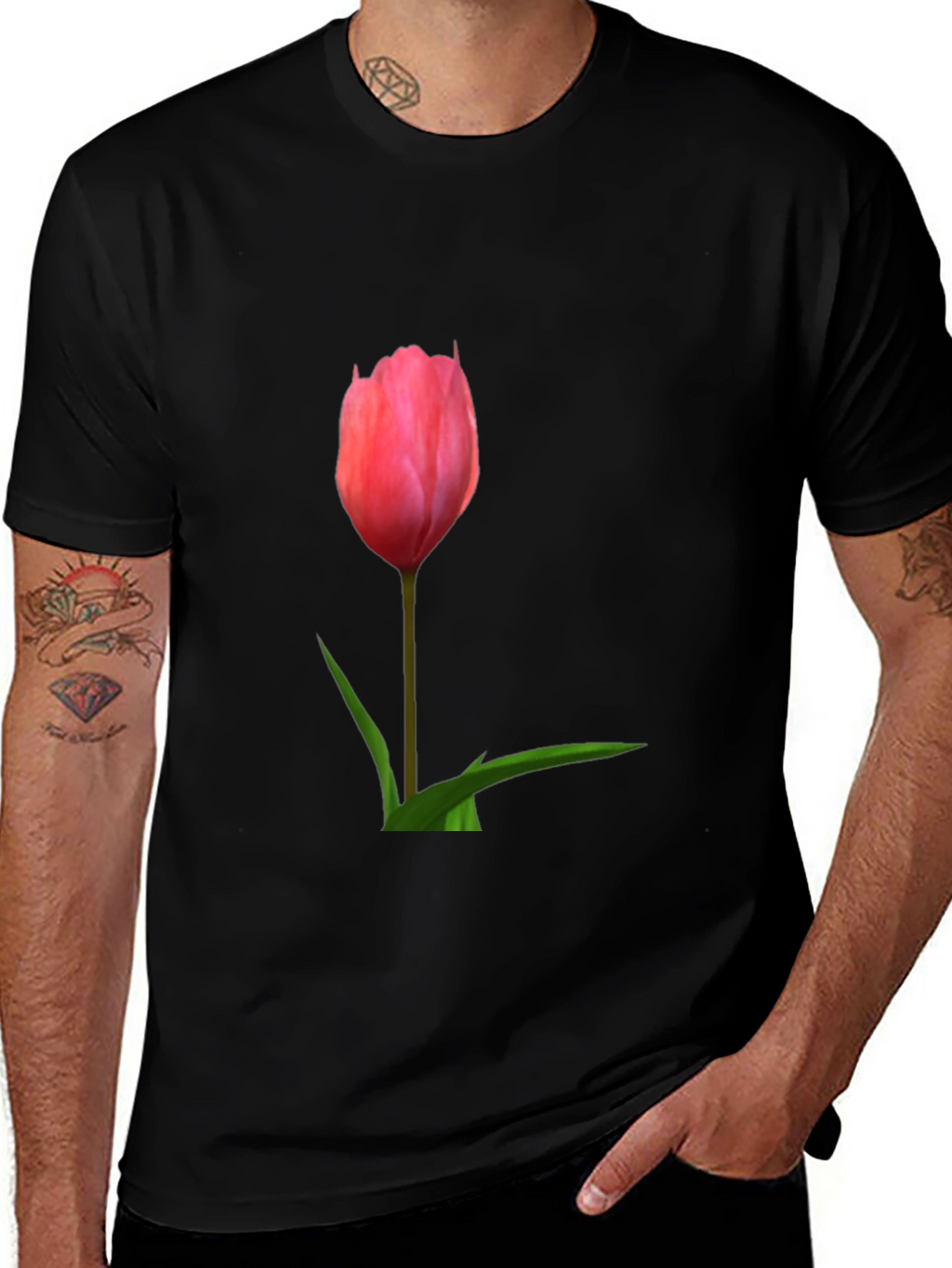 Pink Tulip Graphic Tee - Casual Comfort