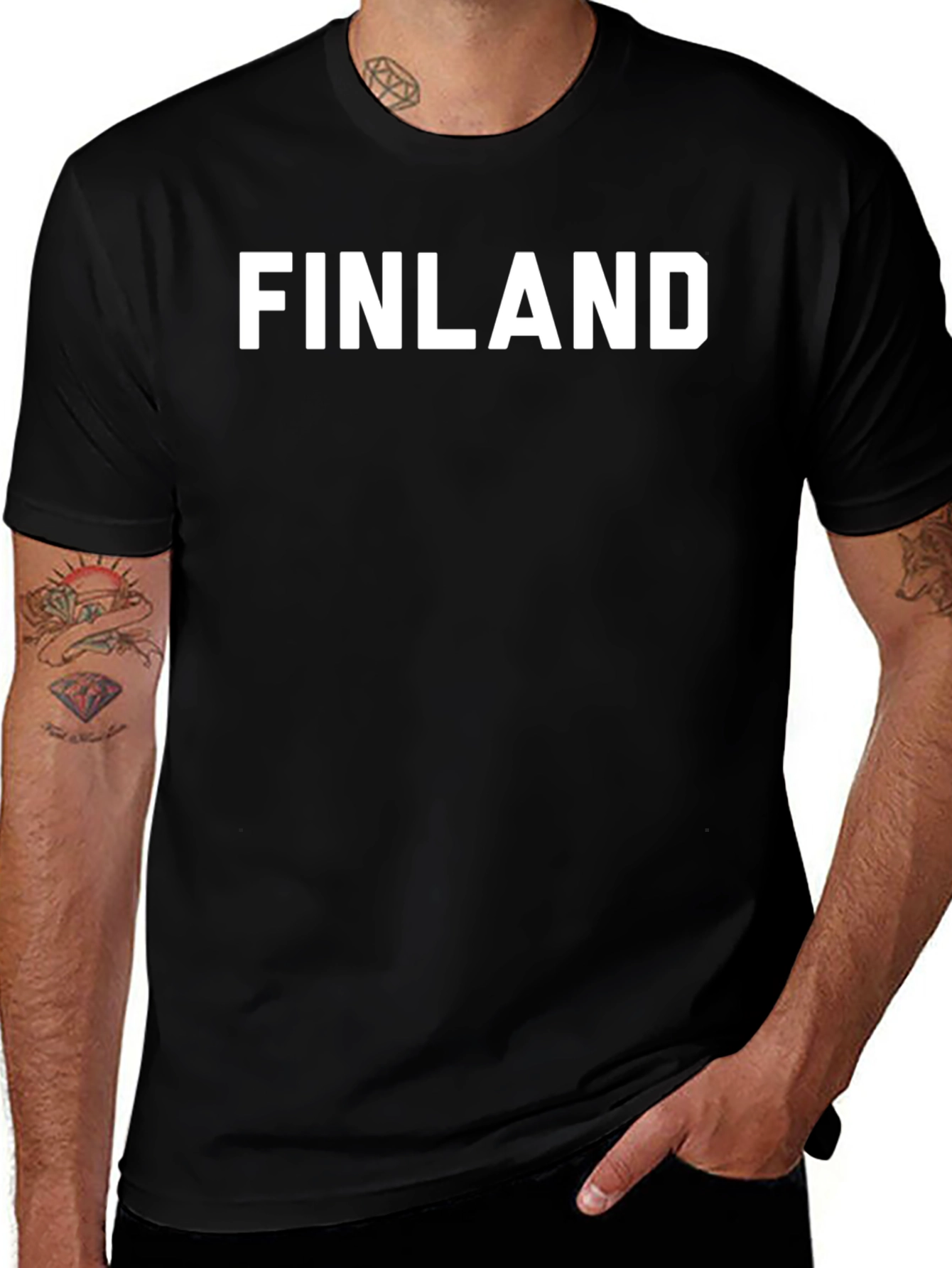 Finland T-Shirt - Bold White Text on Black