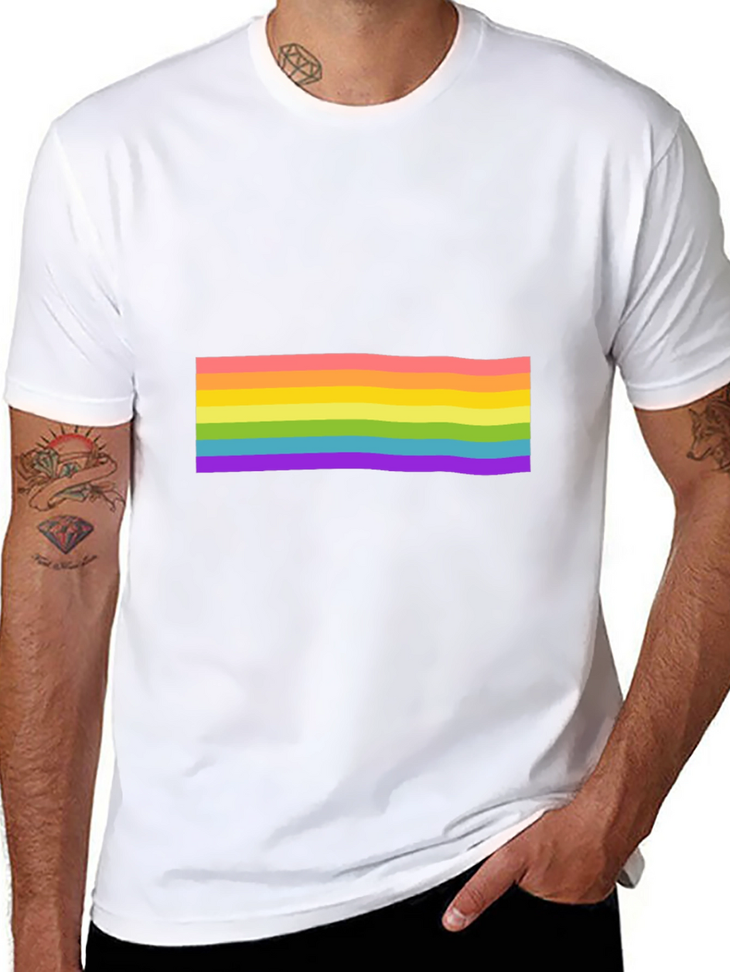 Pride Rainbow Striped Black T-Shirt