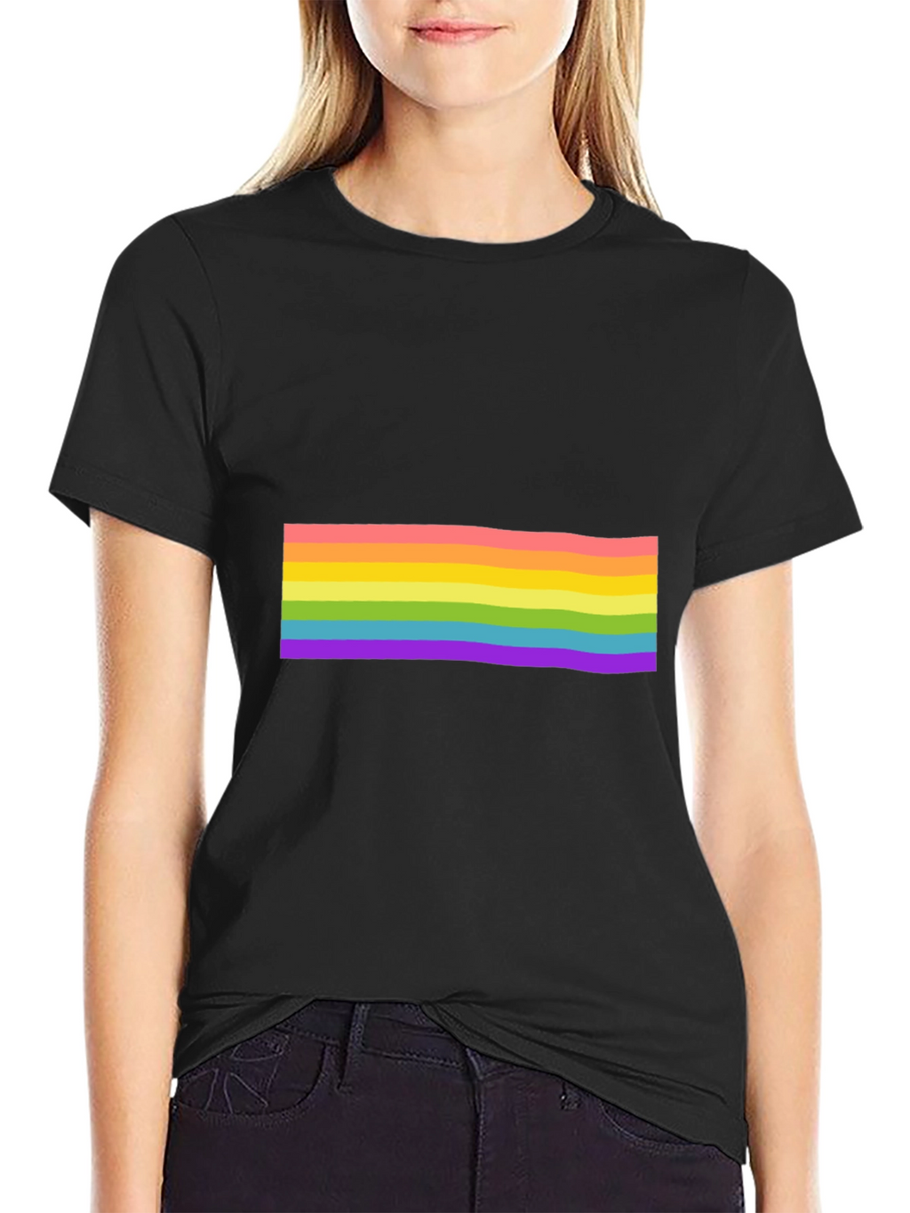 Pride Rainbow Striped Black T-Shirt