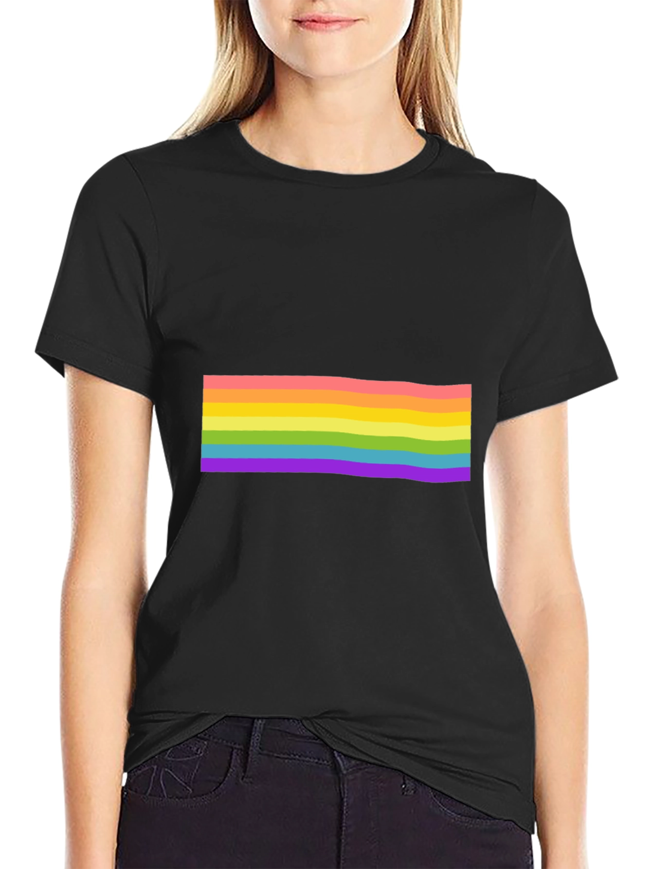 Pride Rainbow Striped Black T-Shirt