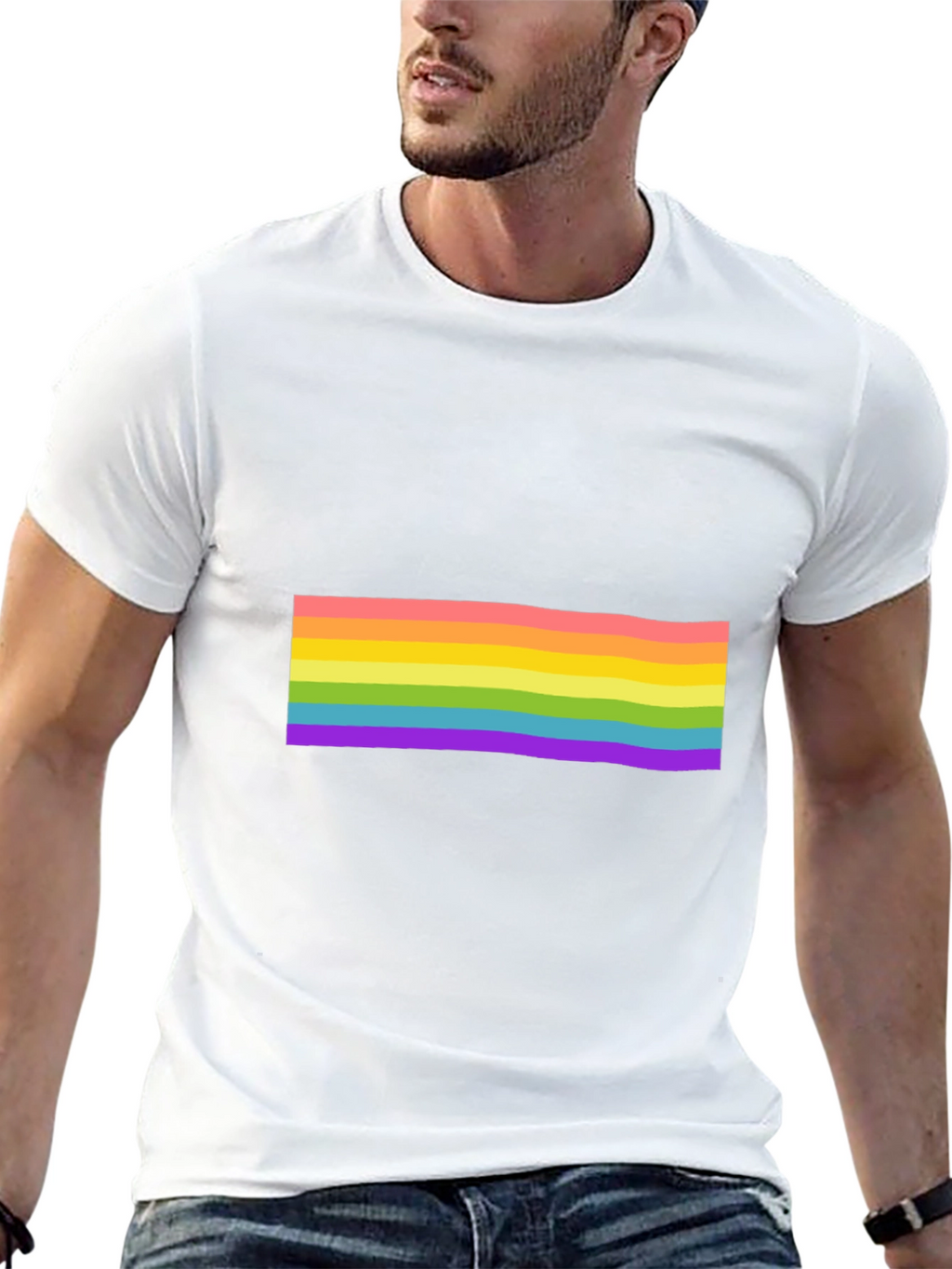Pride Rainbow Striped Black T-Shirt