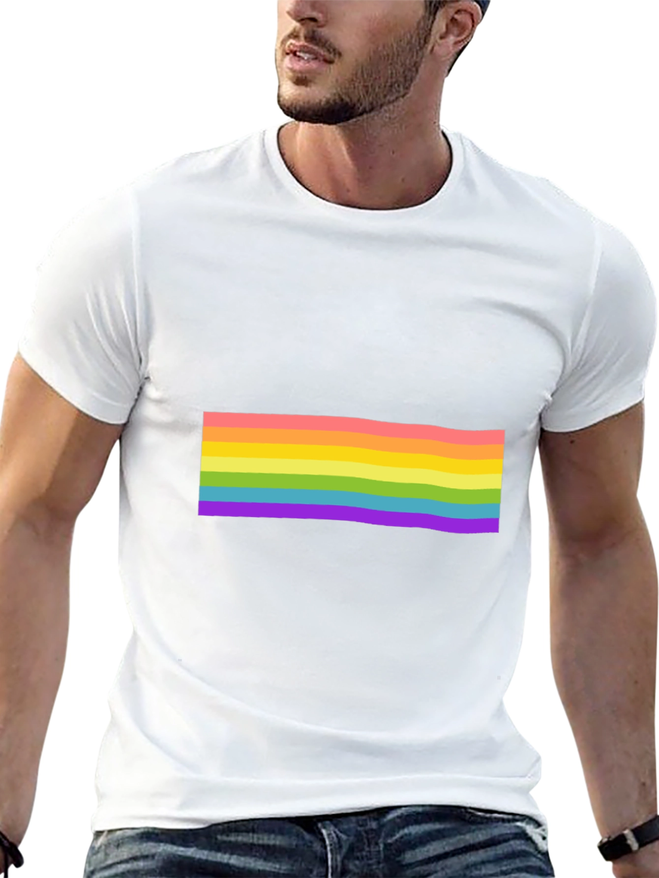 Pride Rainbow Striped Black T-Shirt