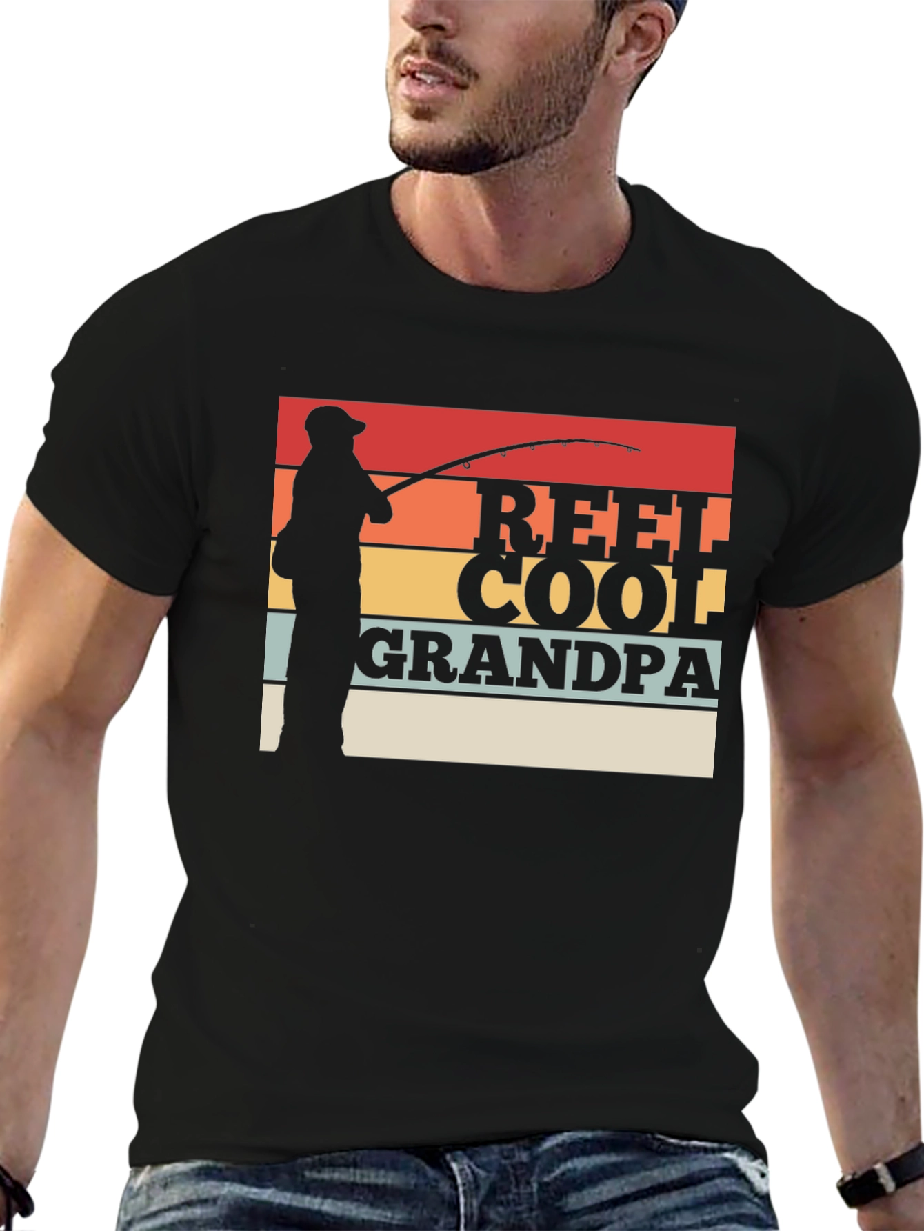Reel Cool Grandpa Fishing Graphic T-Shirt