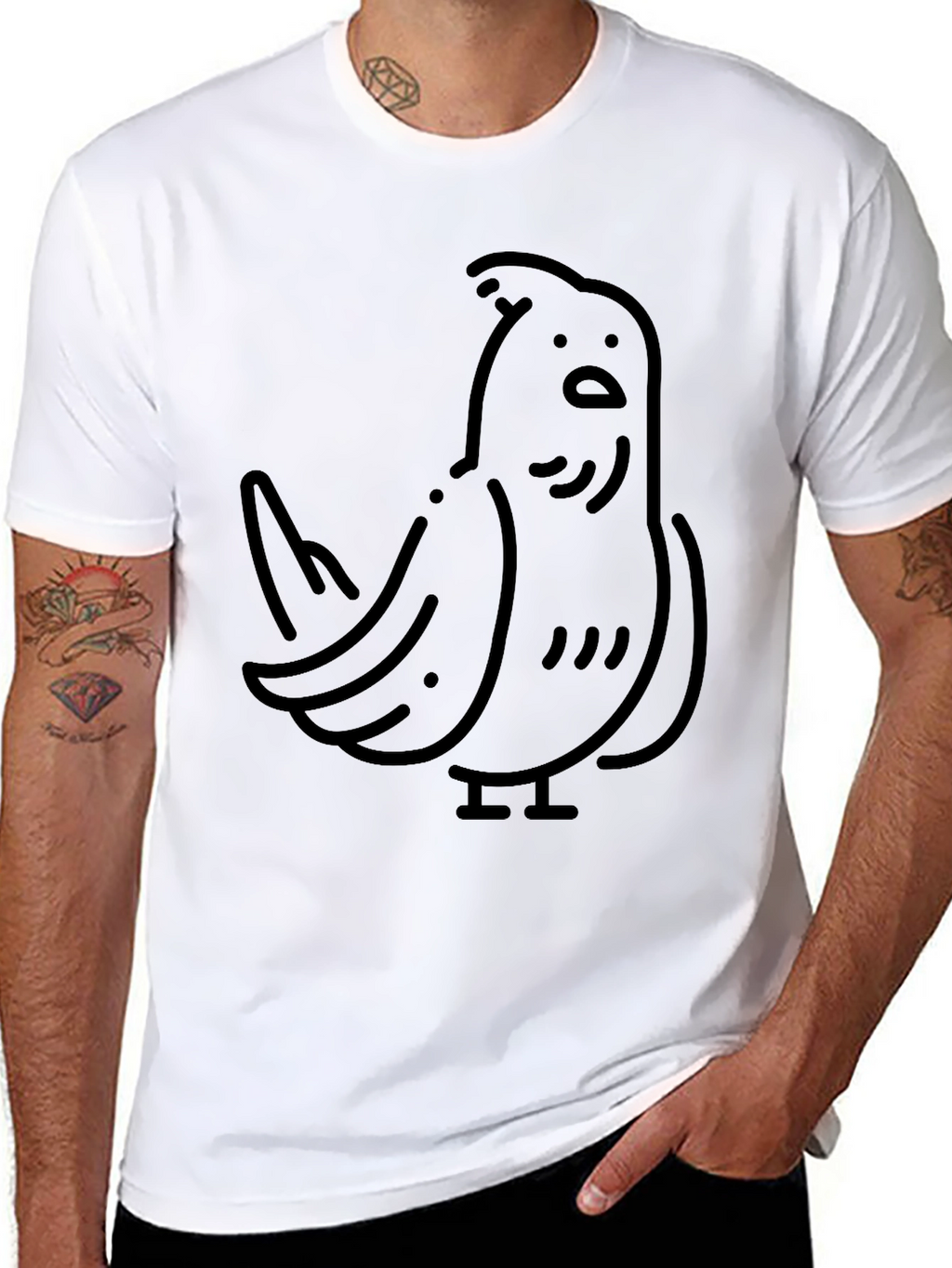 Whimsical Bird Graphic Tee - Stylish Black T-Shirt