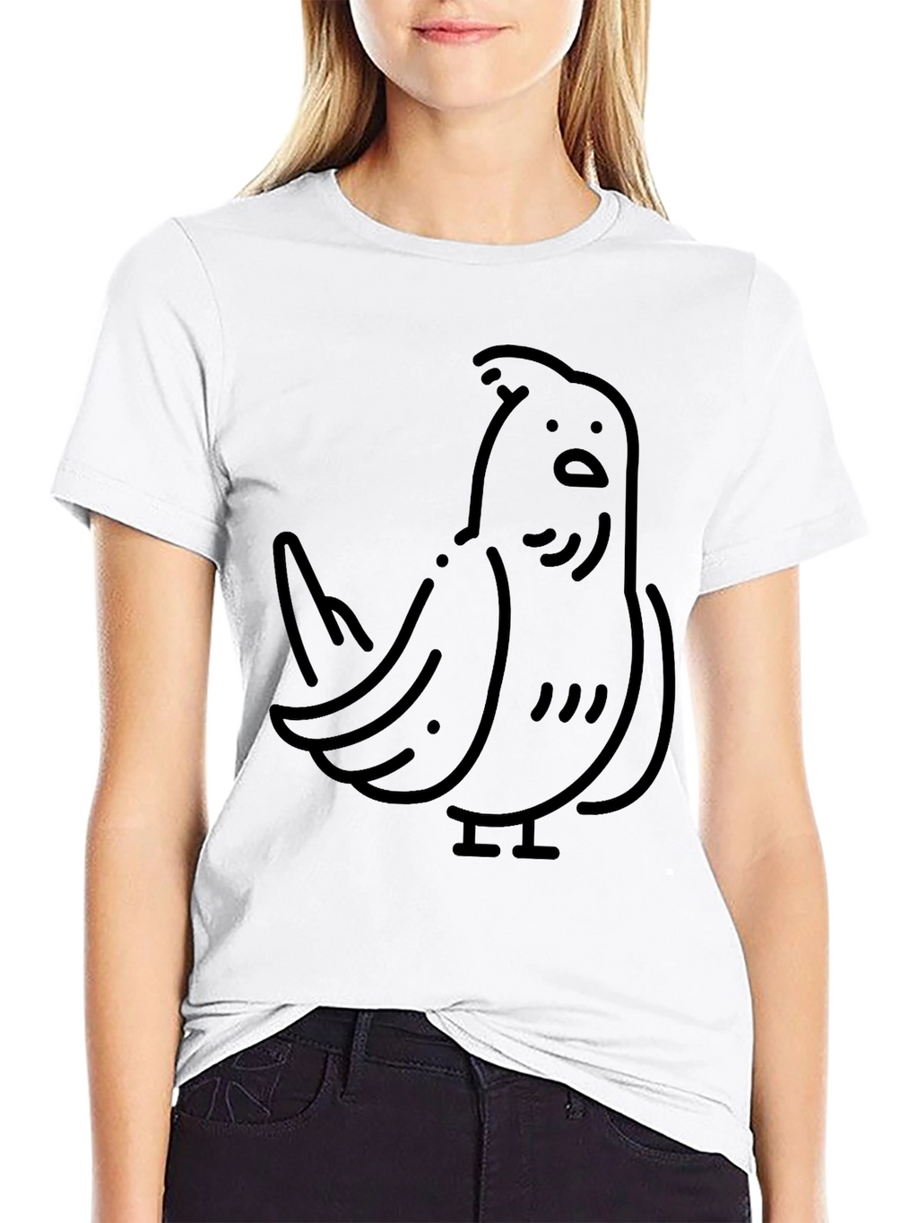 Whimsical Bird Graphic Tee - Stylish Black T-Shirt